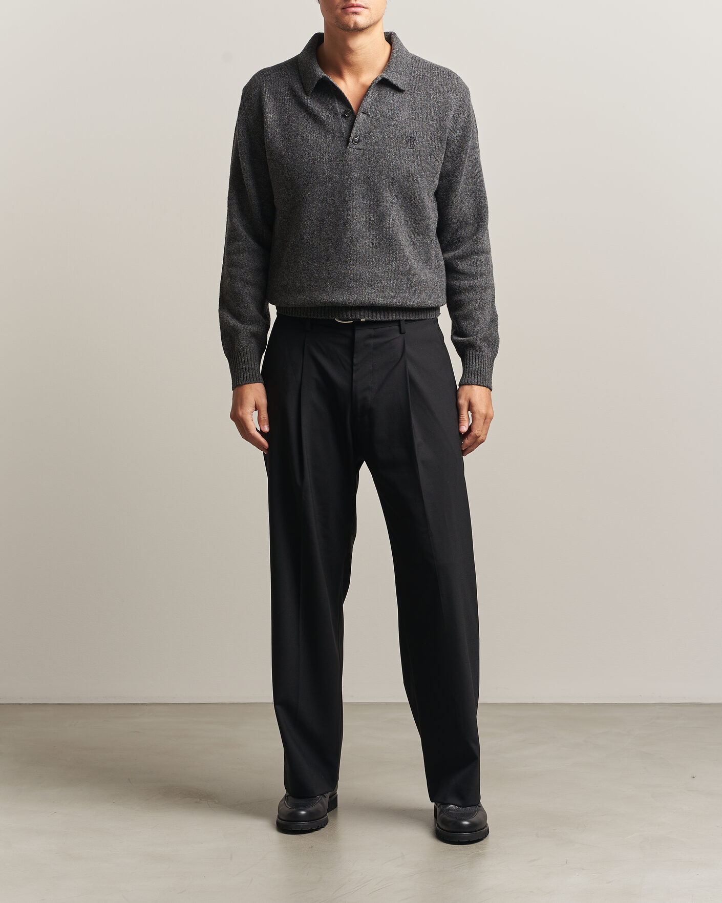Heren | Truien | Baracuta | Shetland Polo Mid Grey