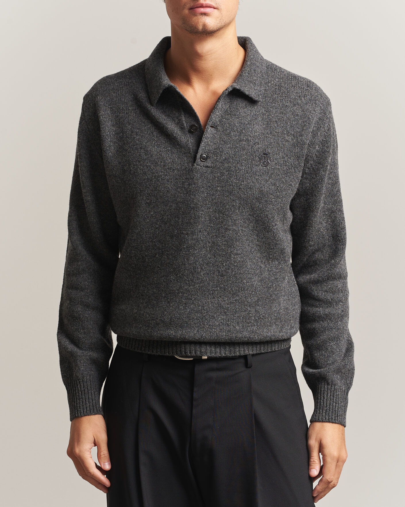Heren | Truien | Baracuta | Shetland Polo Mid Grey