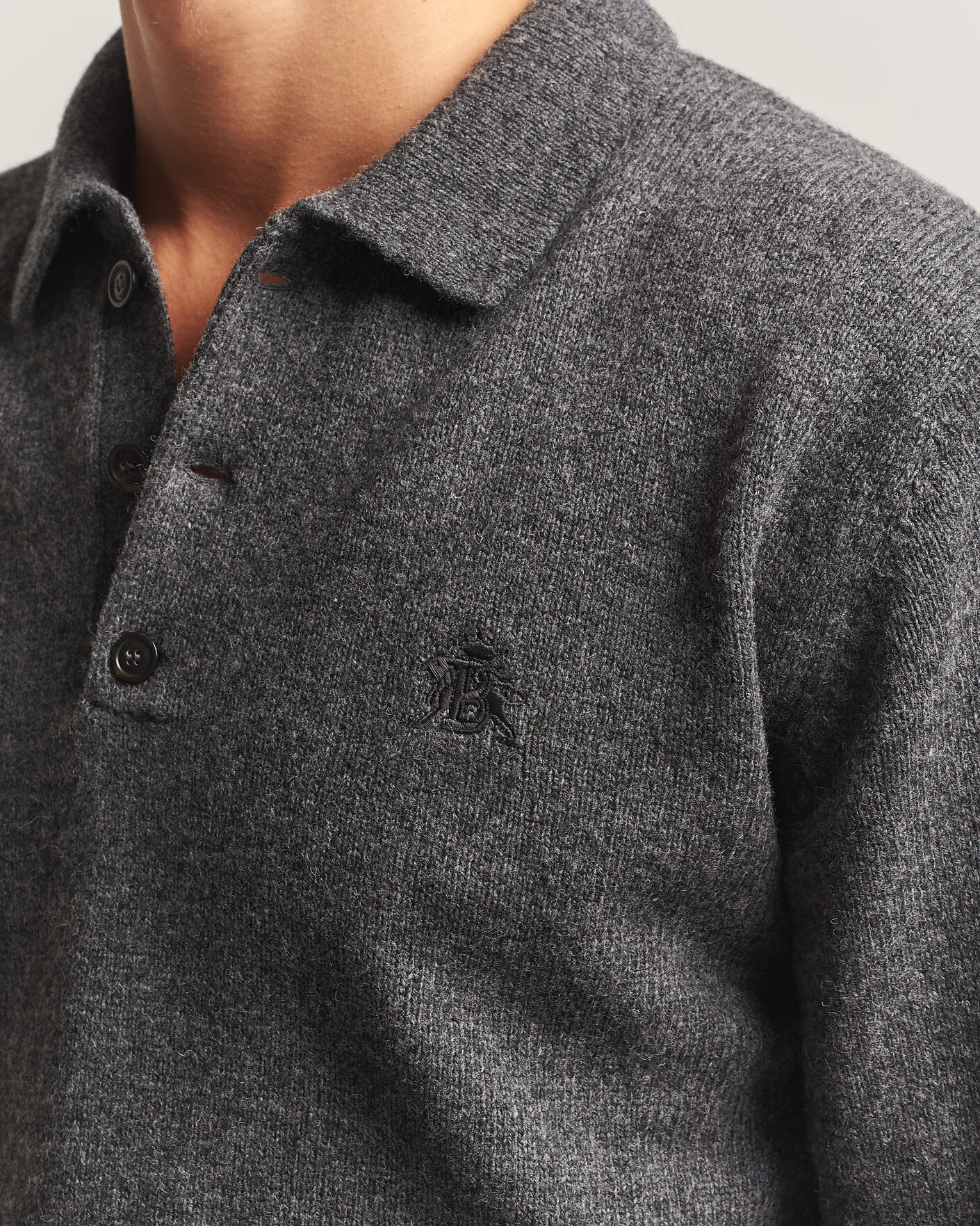 Heren | Truien | Baracuta | Shetland Polo Mid Grey