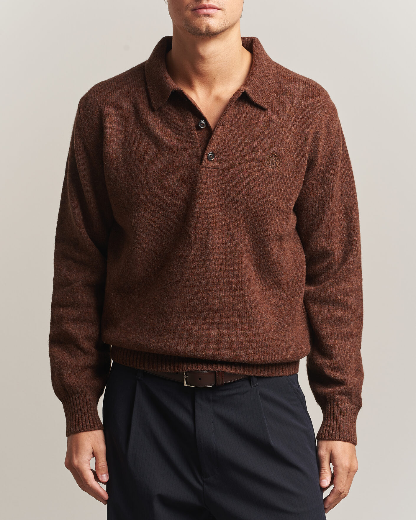 Heren | Truien | Baracuta | Shetland Polo Slate Black