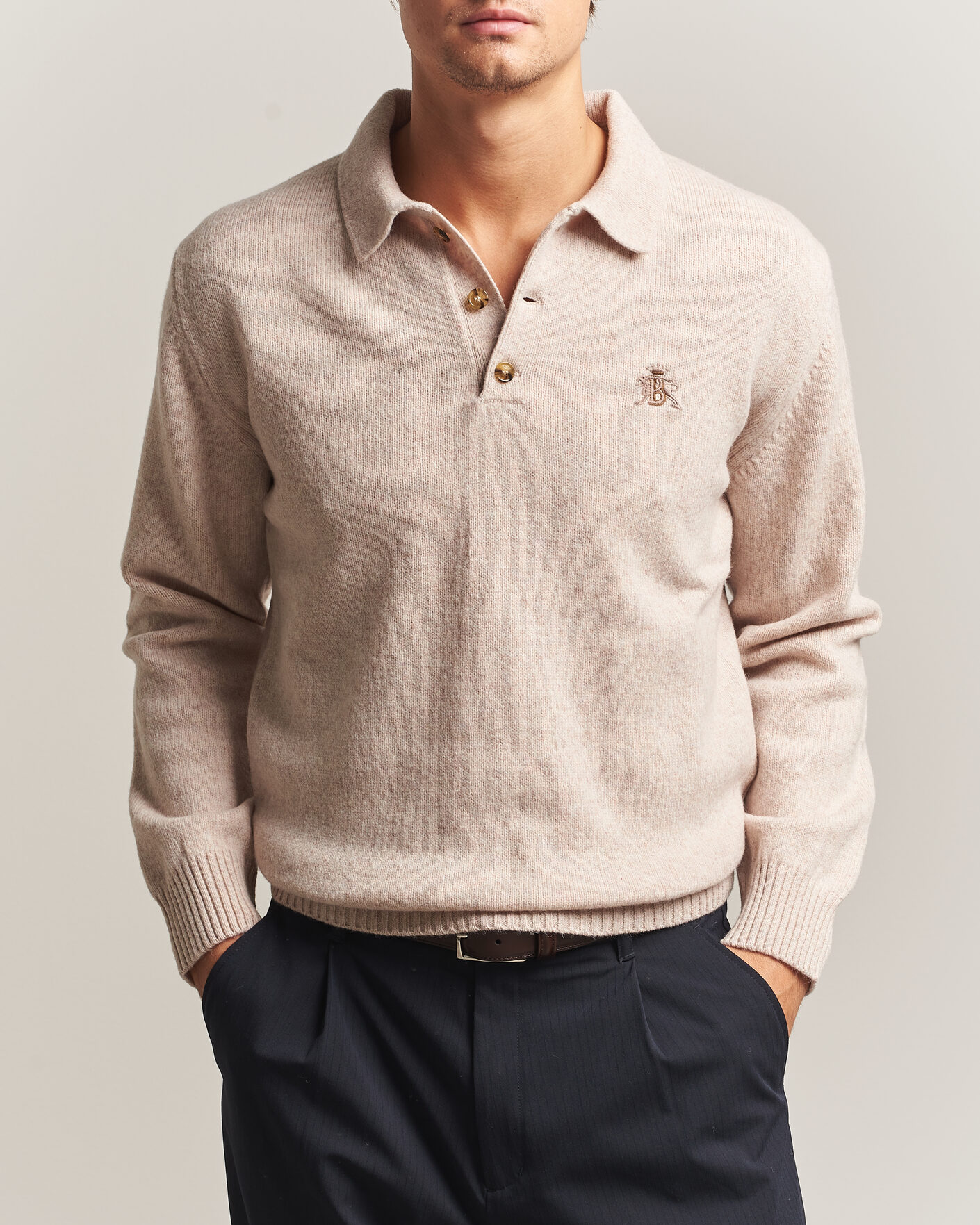 Heren | Truien | Baracuta | Shetland Polo Antique White