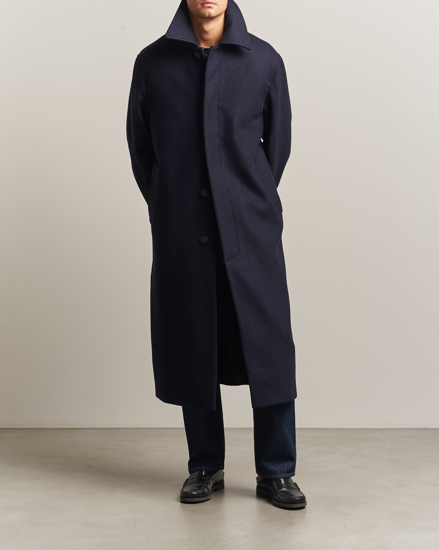 Heren | Jassen | Sunflower | Wool Blend Winter Coat Navy