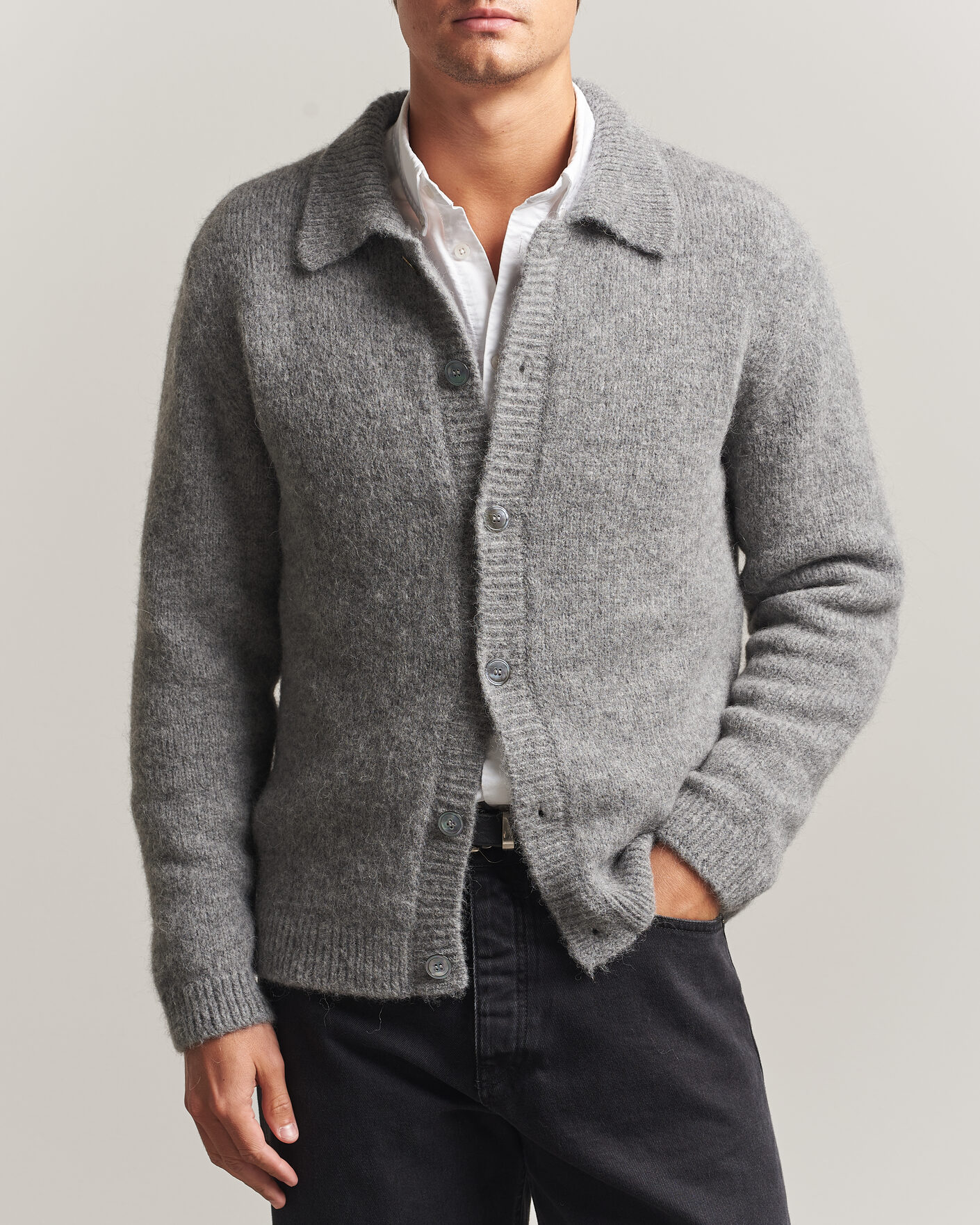 Heren | Truien | Sunflower | Alpacka Cardigan Grey Melange