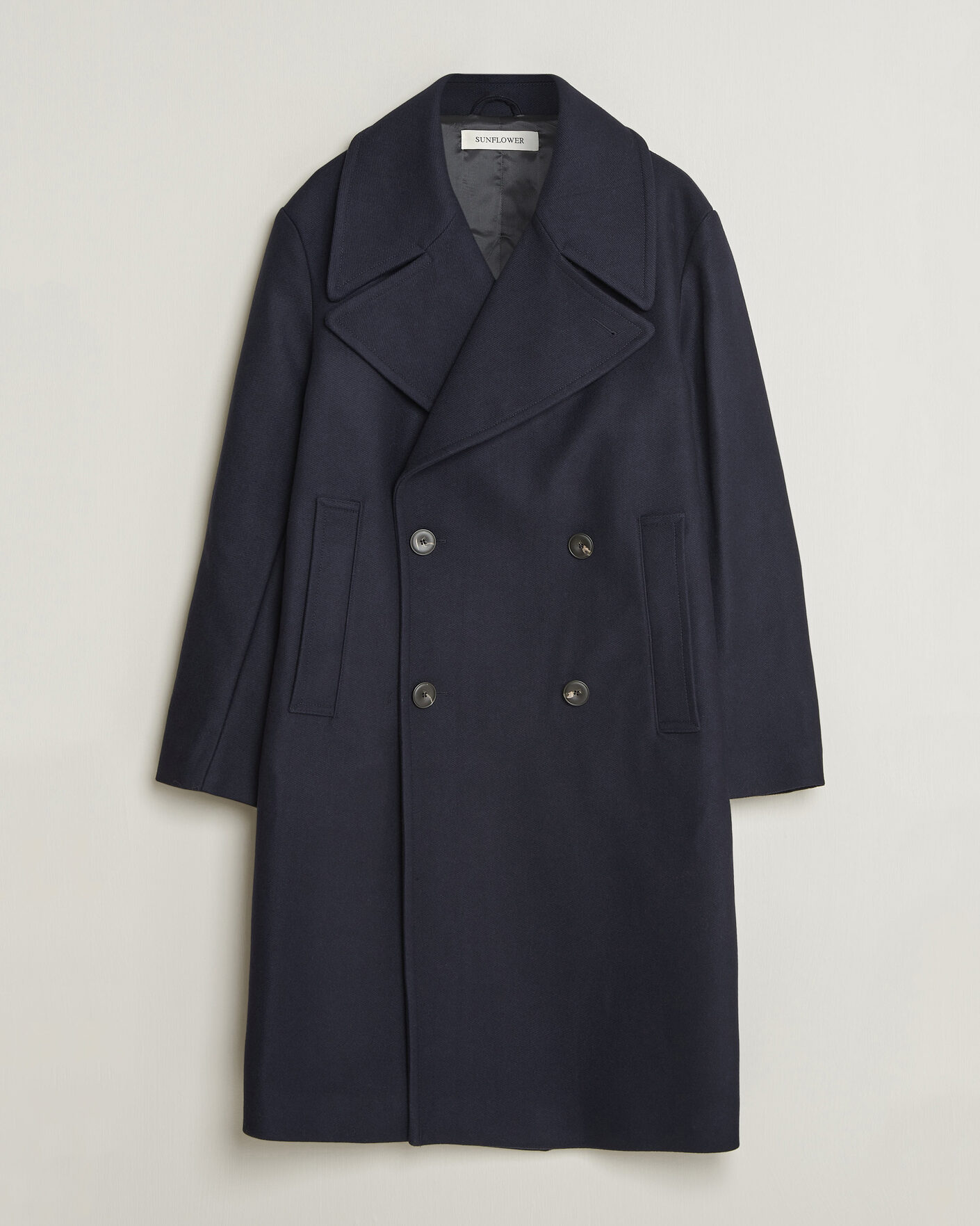 Heren | Jassen | Sunflower | Double Breasted Wool Blend Coat Navy
