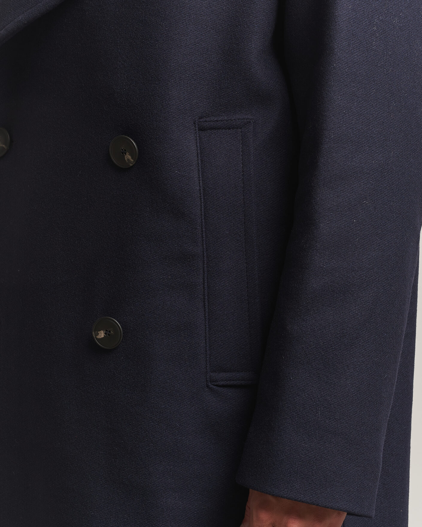Heren | Jassen | Sunflower | Double Breasted Wool Blend Coat Navy