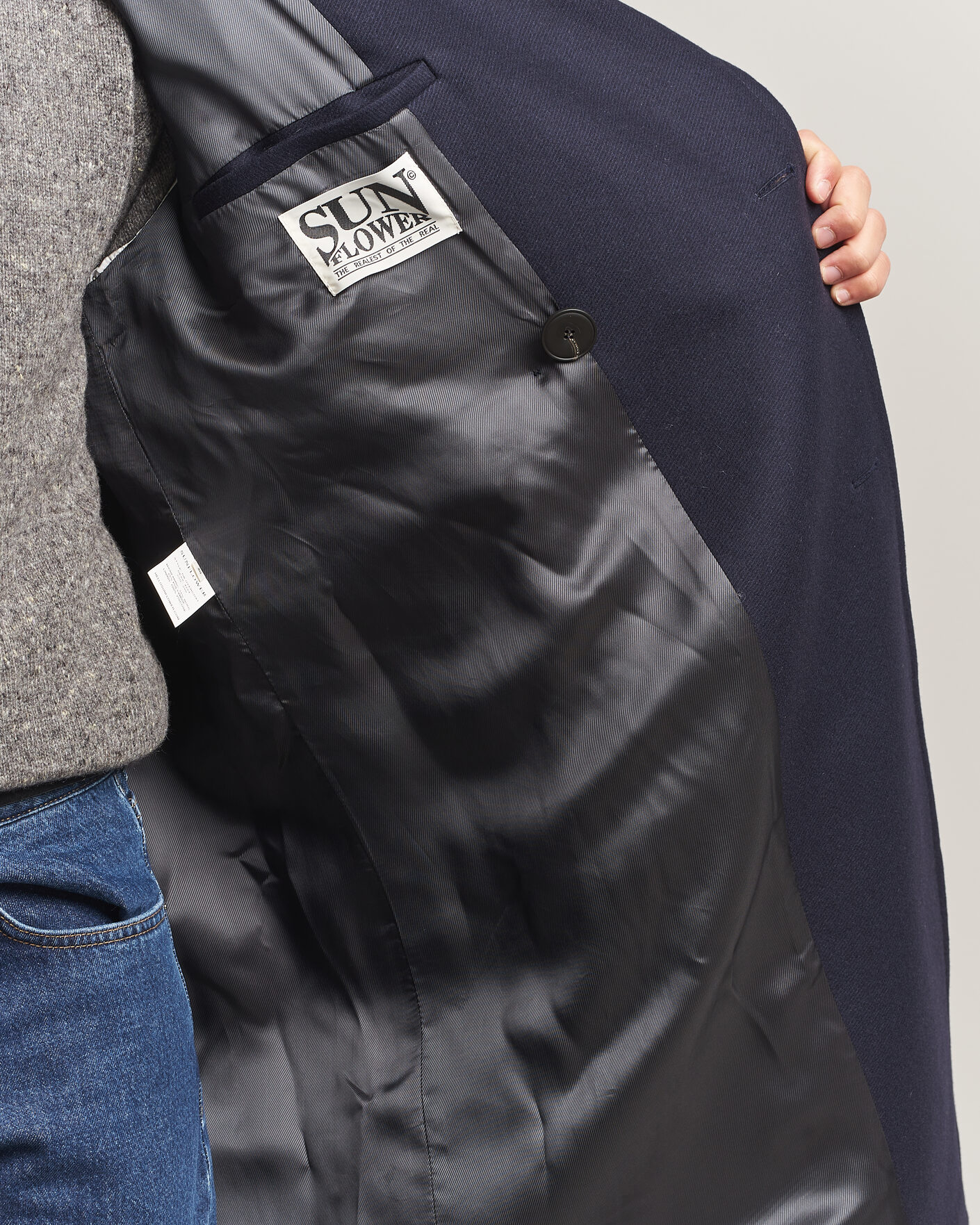 Heren | Jassen | Sunflower | Double Breasted Wool Blend Coat Navy