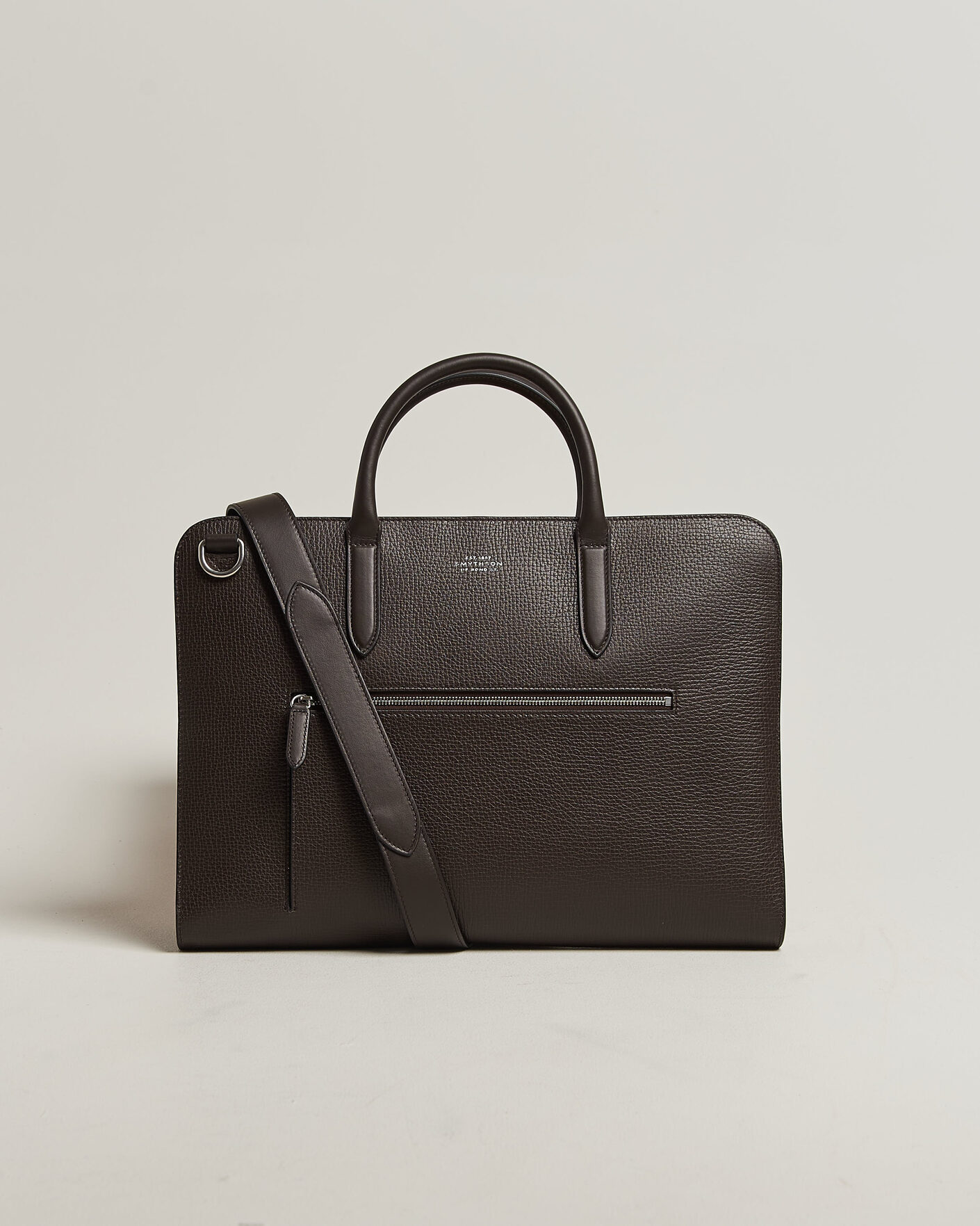Heren | Tassen | Smythson | Ludlow Ultra Slim Briefcase With Zip Front Dark Brown