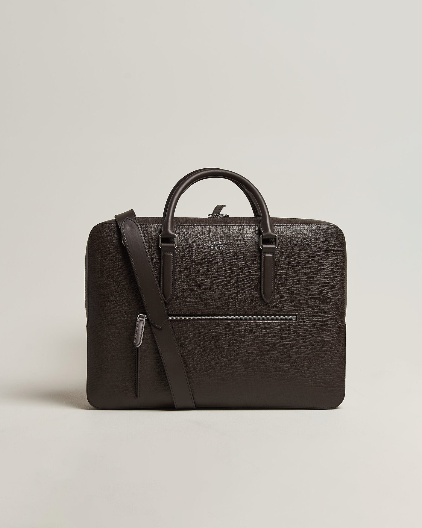 Heren | Tassen | Smythson | Ludlow Slim Briefcase With Zip Front Dark Brown
