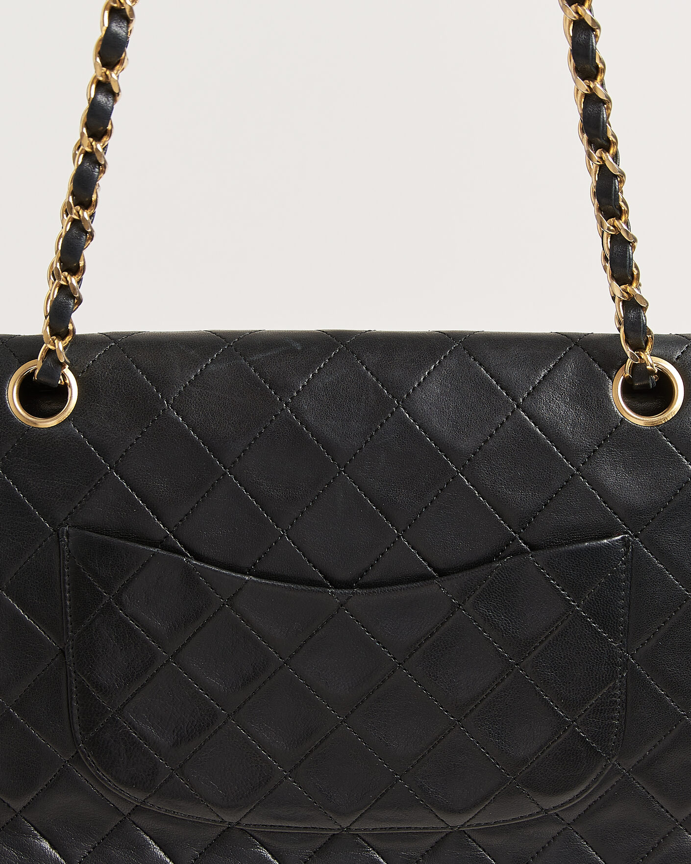 Heren | Chanel Pre-Owned Classic Medium Double Flap Bag Lambskin Black | Chanel Pre-Owned | Classic Medium Double Flap Bag Lambskin Black