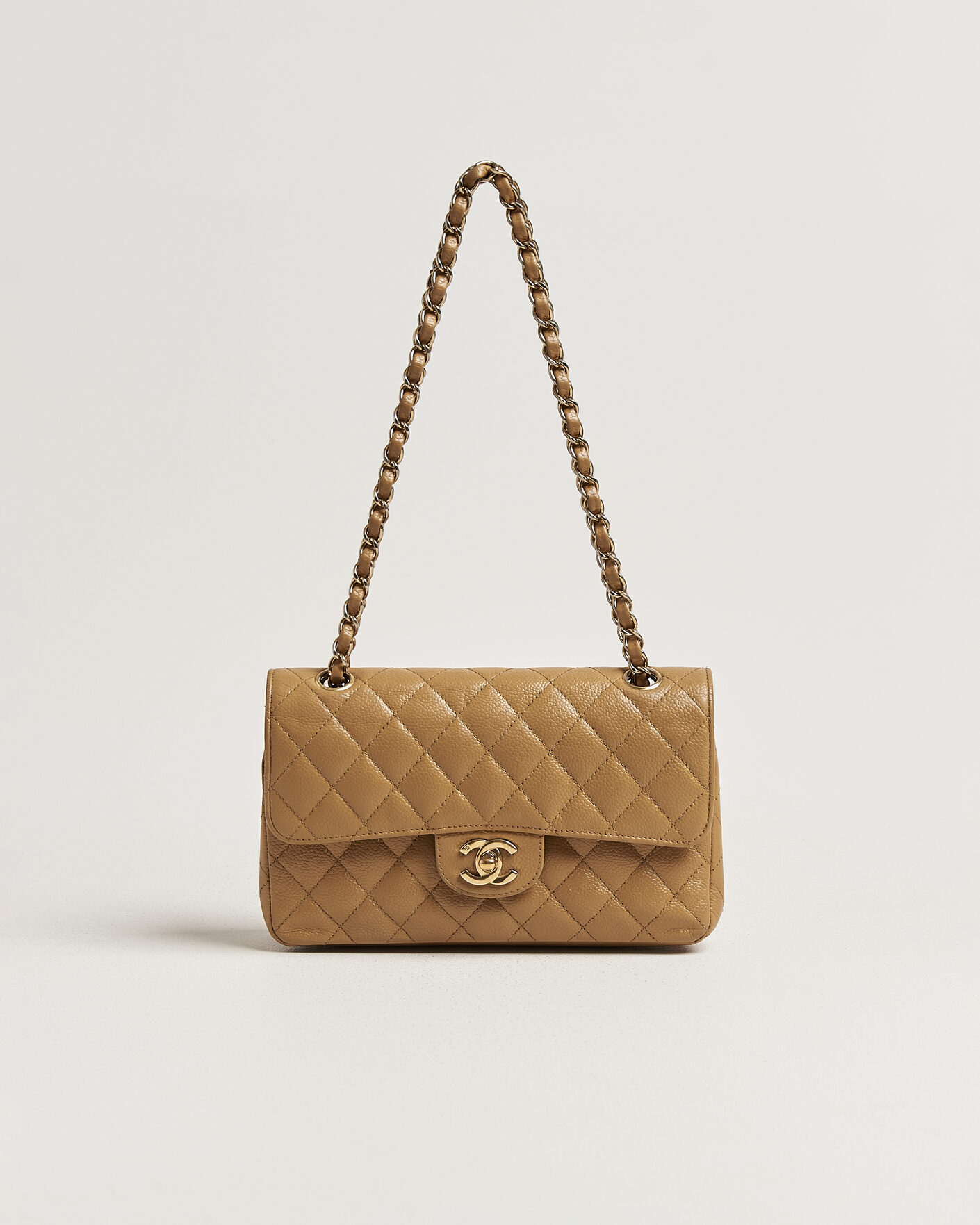 Heren | Pre-Owned & Vintage Bags | Chanel Pre-Owned | Classic Small Double Flap Bag Caviar Leather Beige