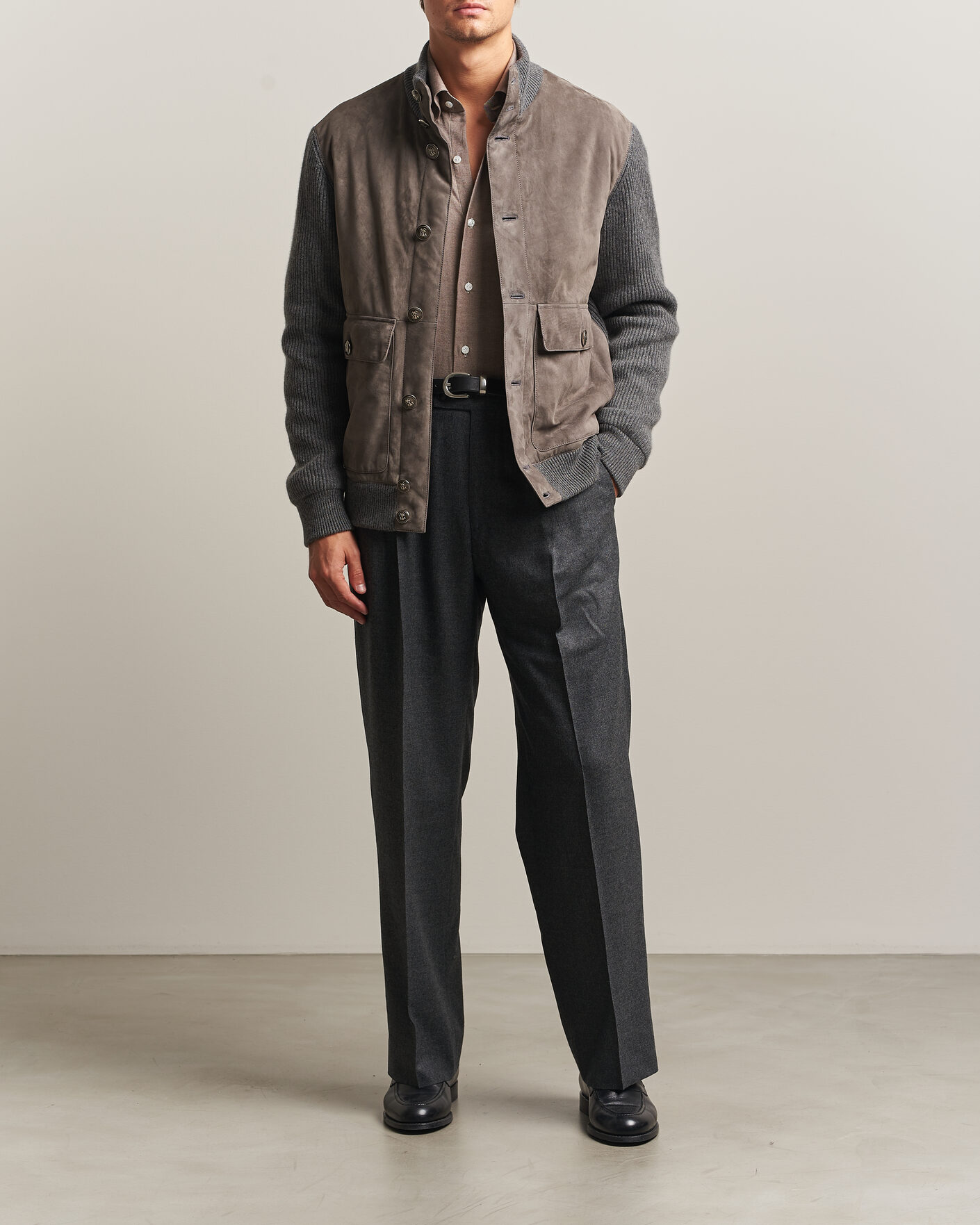 Heren | Jassen | Brunello Cucinelli | Cashmere/Suede Down Jacket Grey Melange