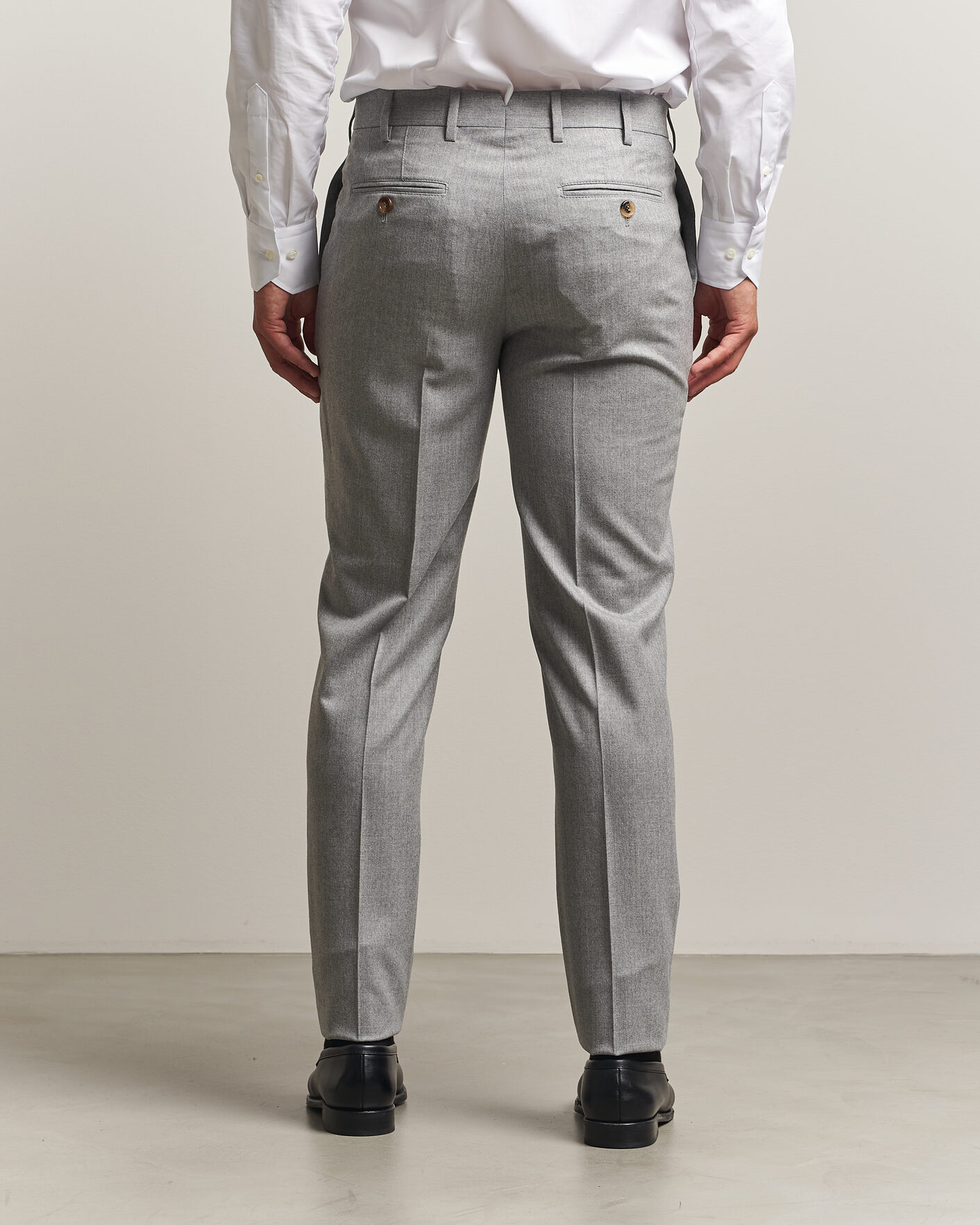 Heren | Broeken | Brunello Cucinelli | Slim Fit Flannel Trousers Light Grey