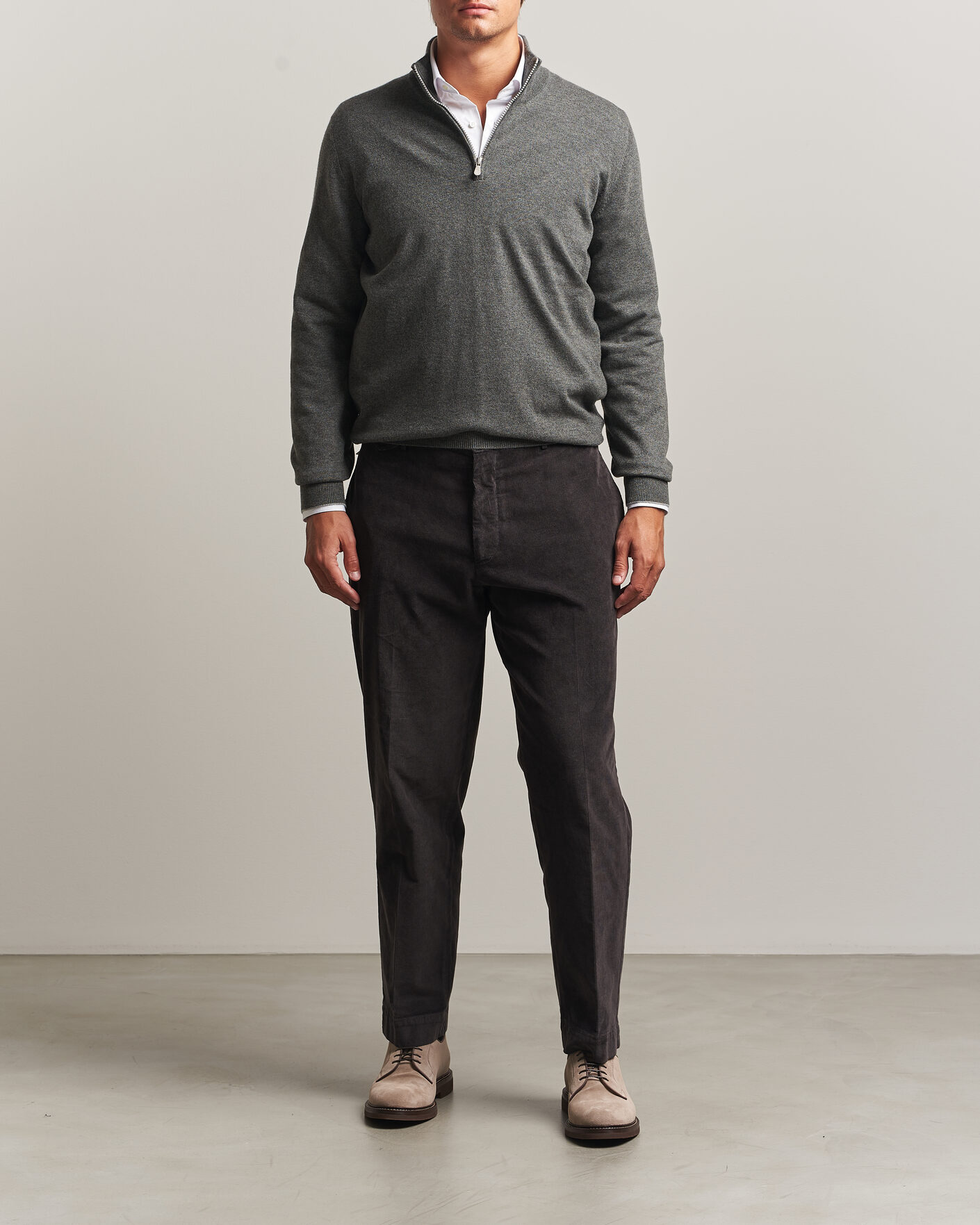 Heren | Truien | Brunello Cucinelli | 2 Ply Cashmere Half Zip Forest Green