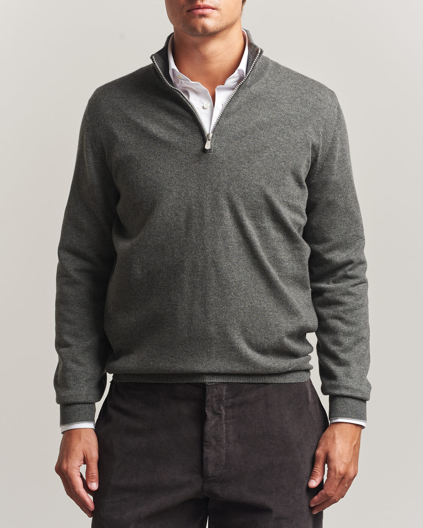 Heren | Truien | Brunello Cucinelli | 2 Ply Cashmere Half Zip Forest Green