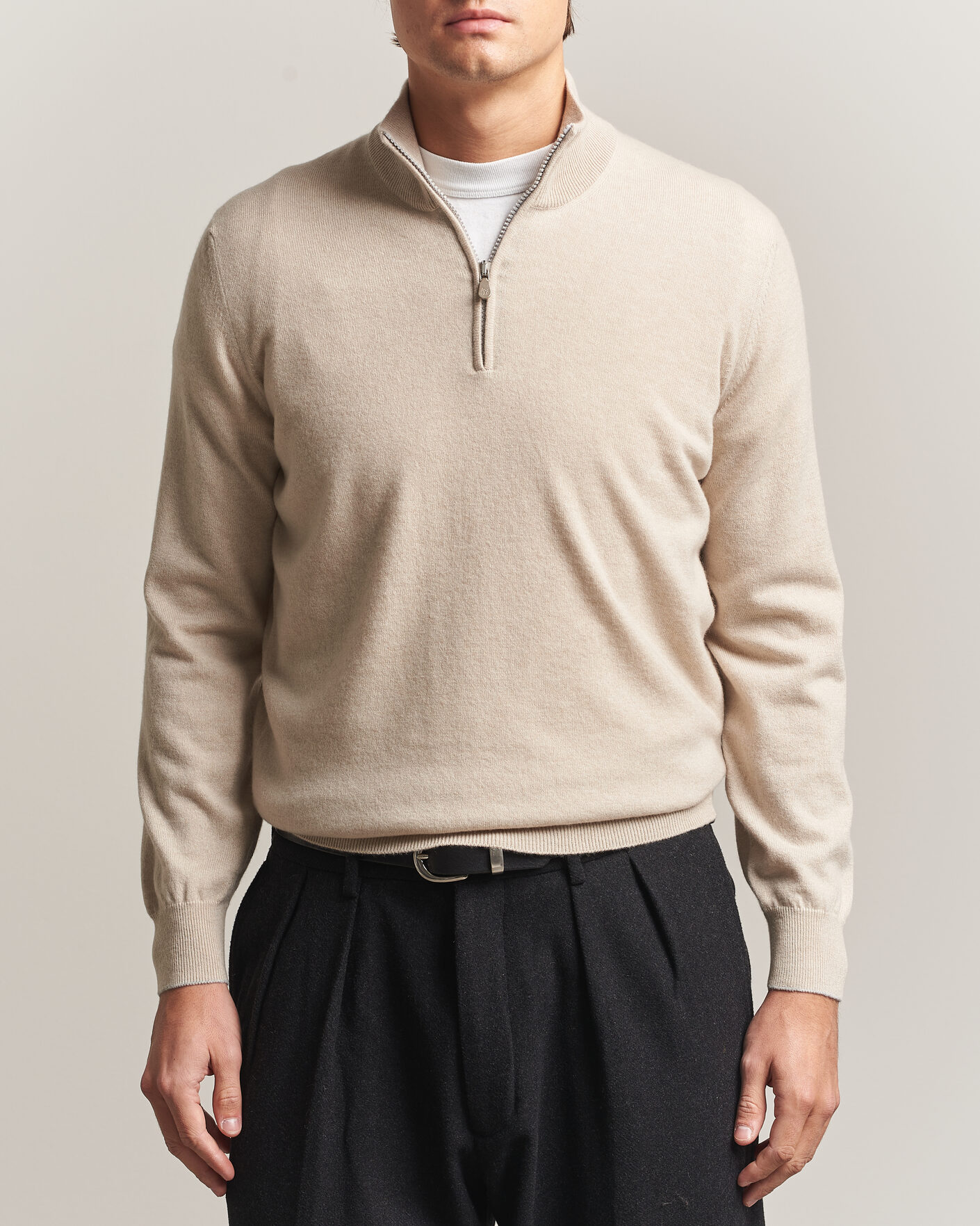 Heren | Truien | Brunello Cucinelli | 2 Ply Cashmere Half Zip Sand