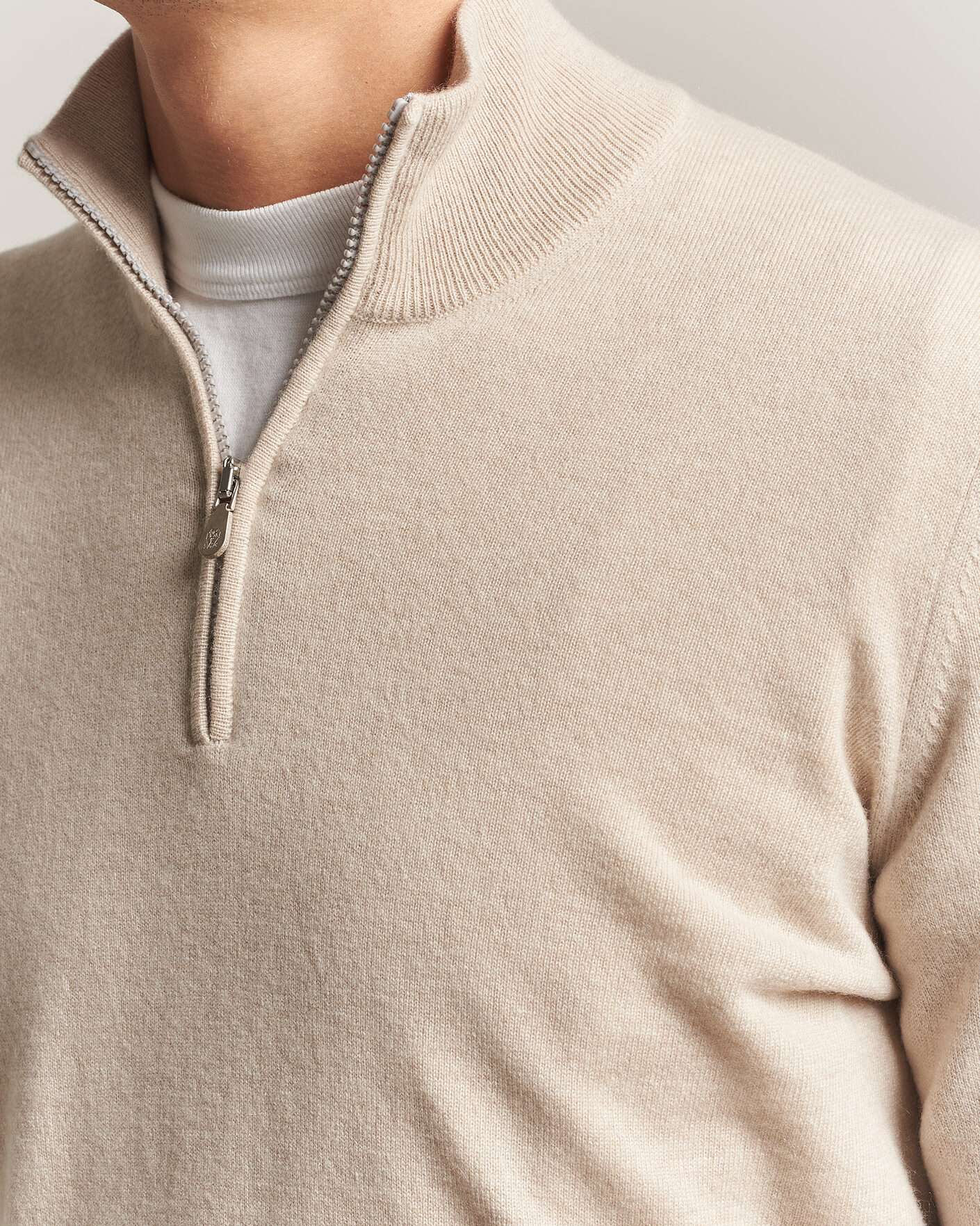 Heren | Truien | Brunello Cucinelli | 2 Ply Cashmere Half Zip Sand