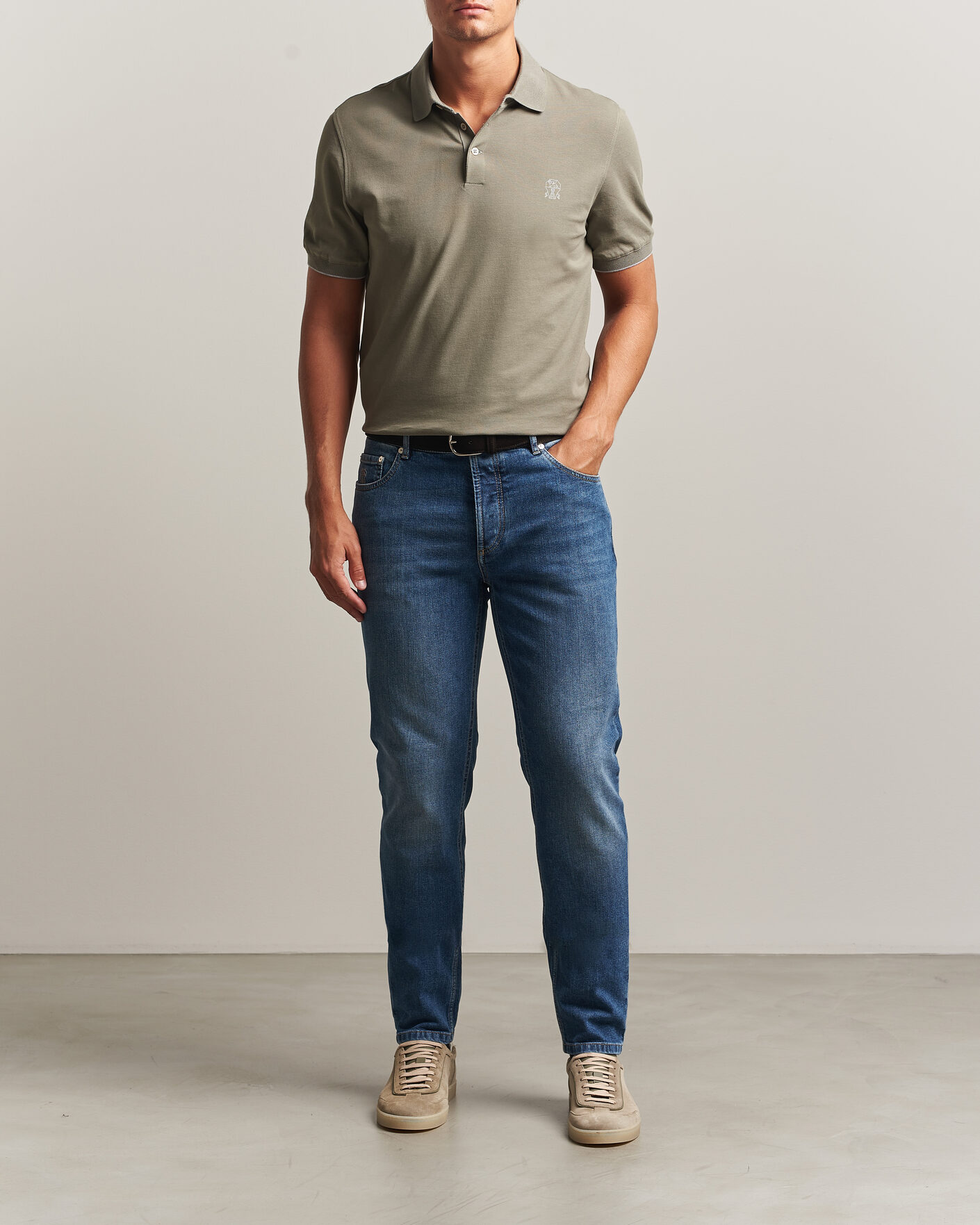 Heren | Polo's | Brunello Cucinelli | Short Sleeve Logo Polo Olive