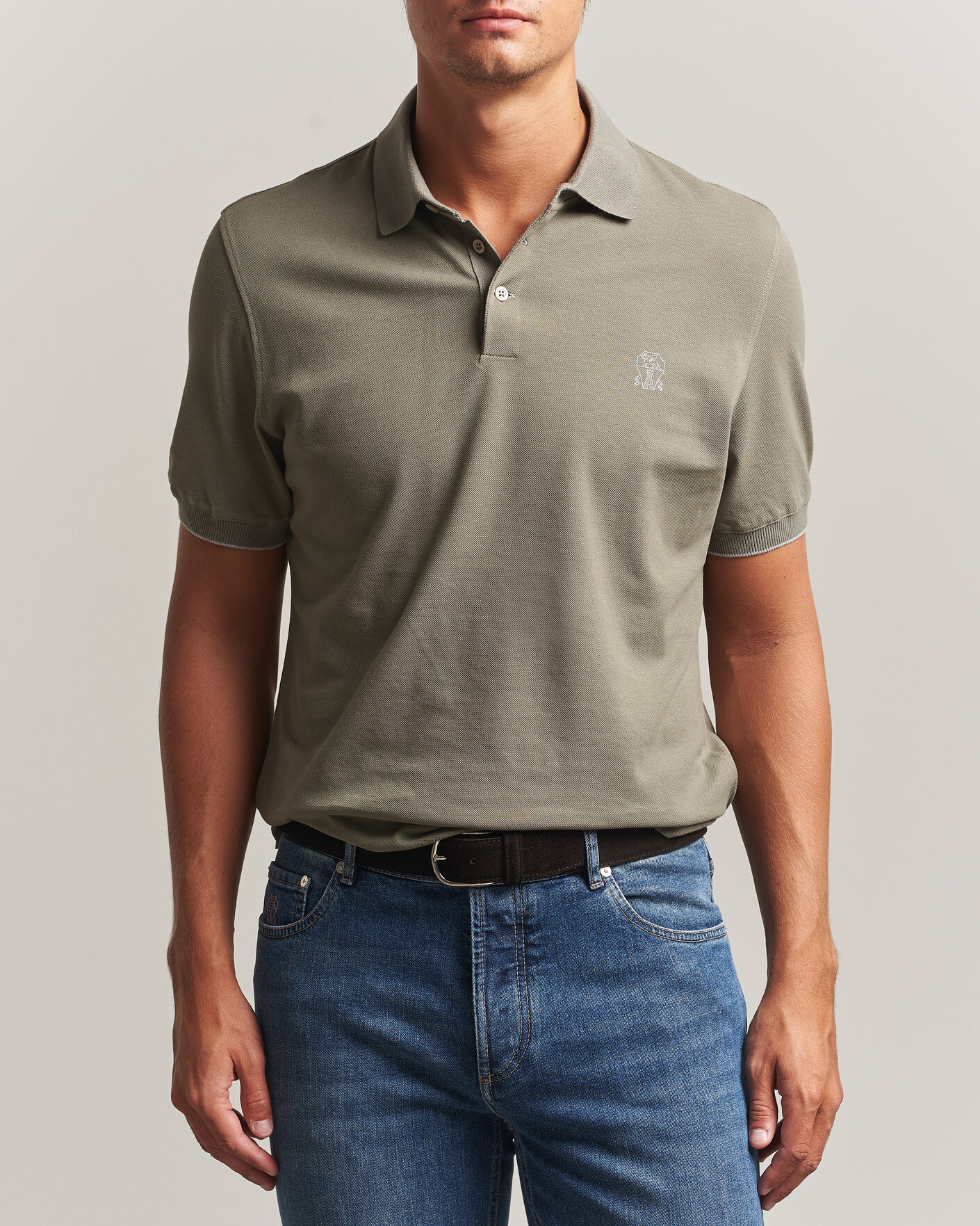 Heren | Polo's | Brunello Cucinelli | Short Sleeve Logo Polo Olive