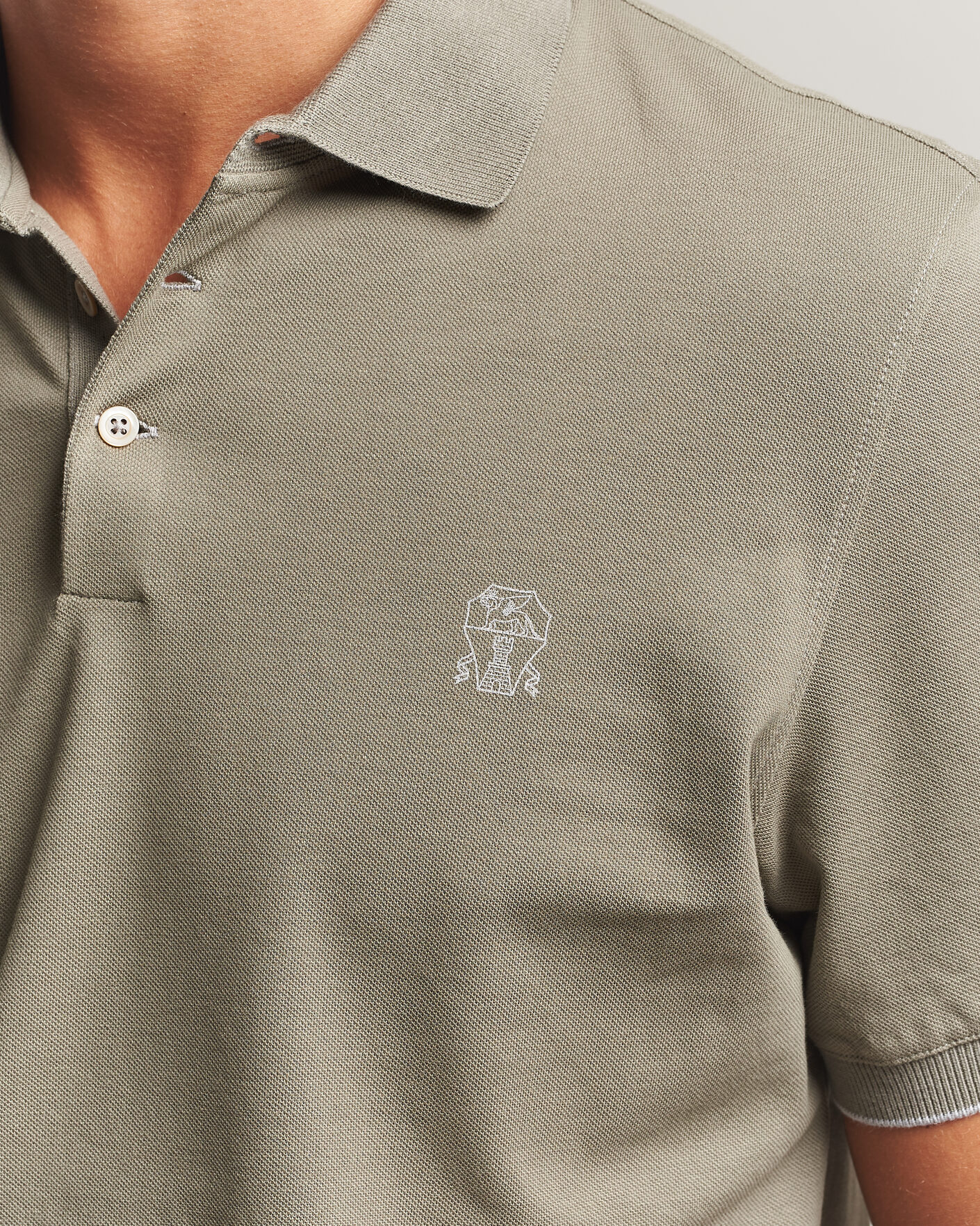 Heren | Polo's | Brunello Cucinelli | Short Sleeve Logo Polo Olive