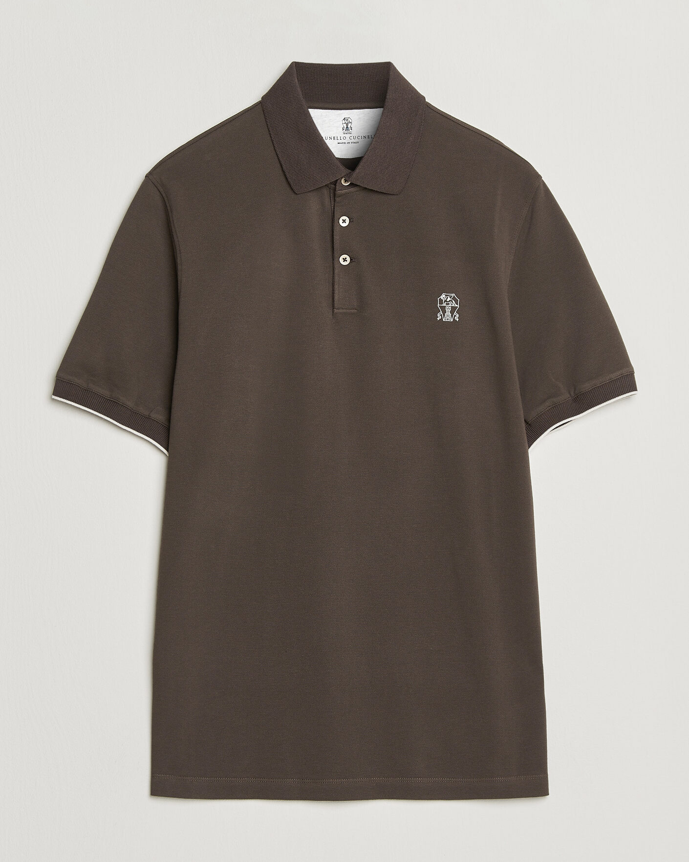Heren | Polo's | Brunello Cucinelli | Short Sleeve Logo Polo Dark Brown