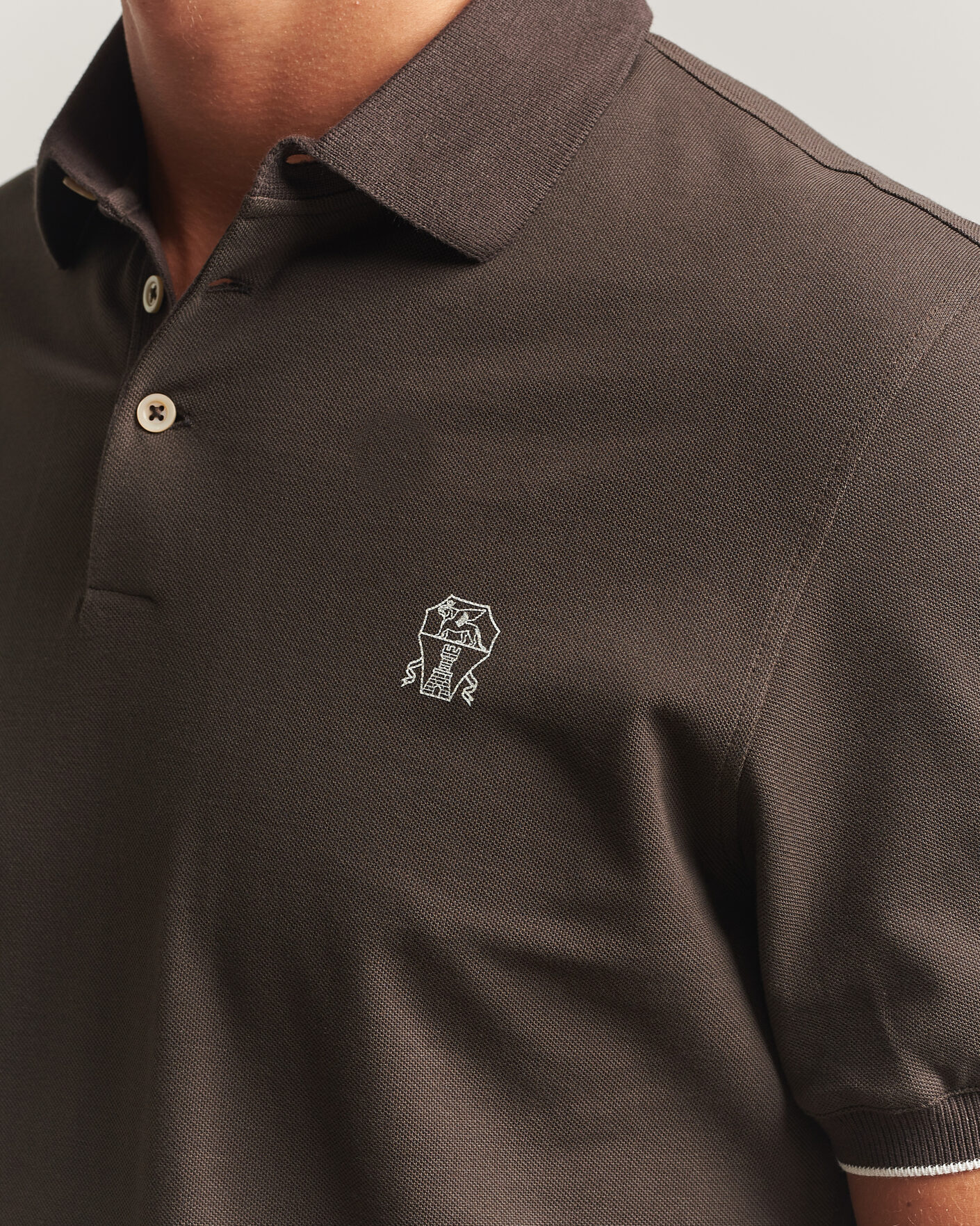 Heren | Polo's | Brunello Cucinelli | Short Sleeve Logo Polo Dark Brown
