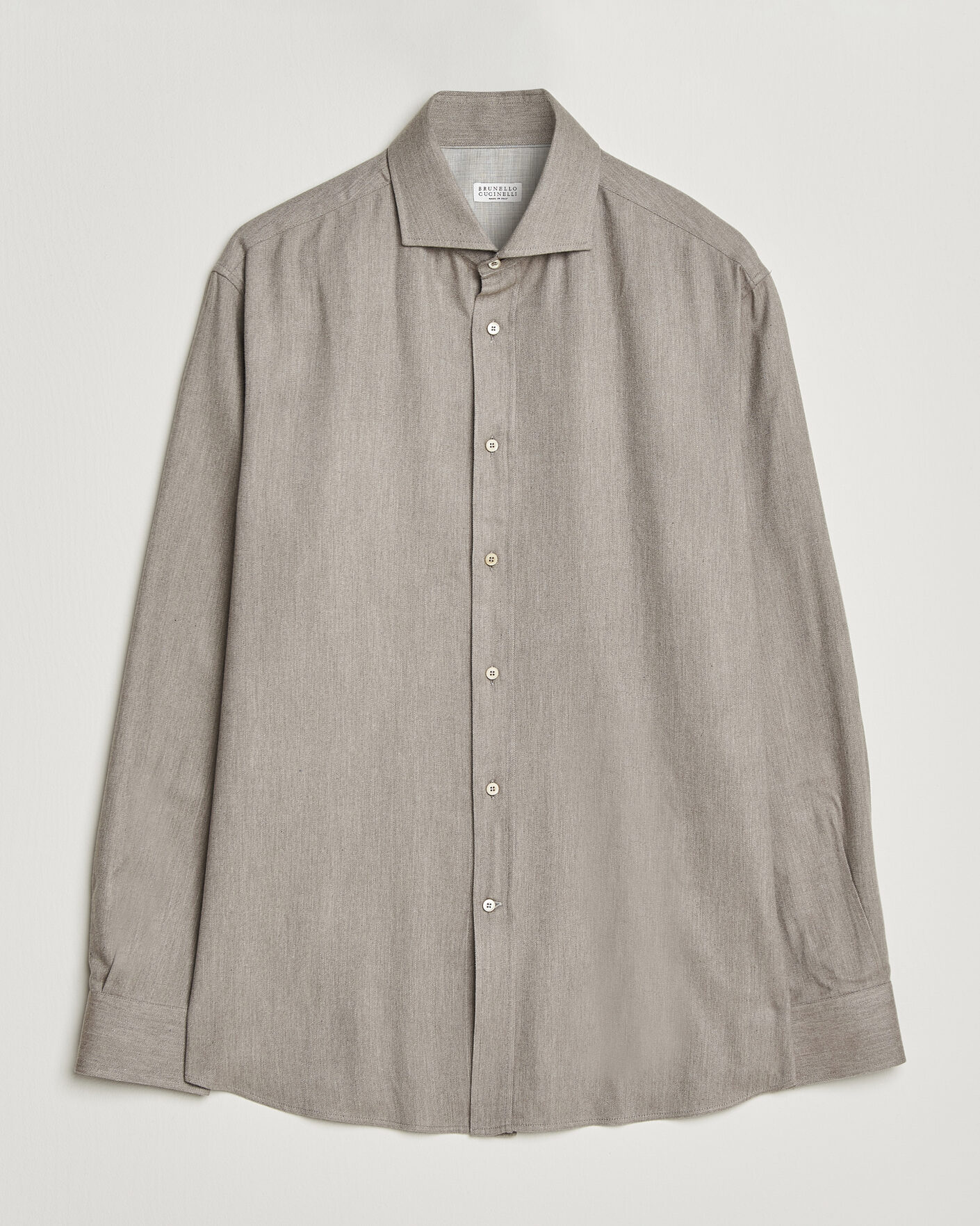 Heren | Overhemden | Brunello Cucinelli | Cotton Flannel Shirt Granite