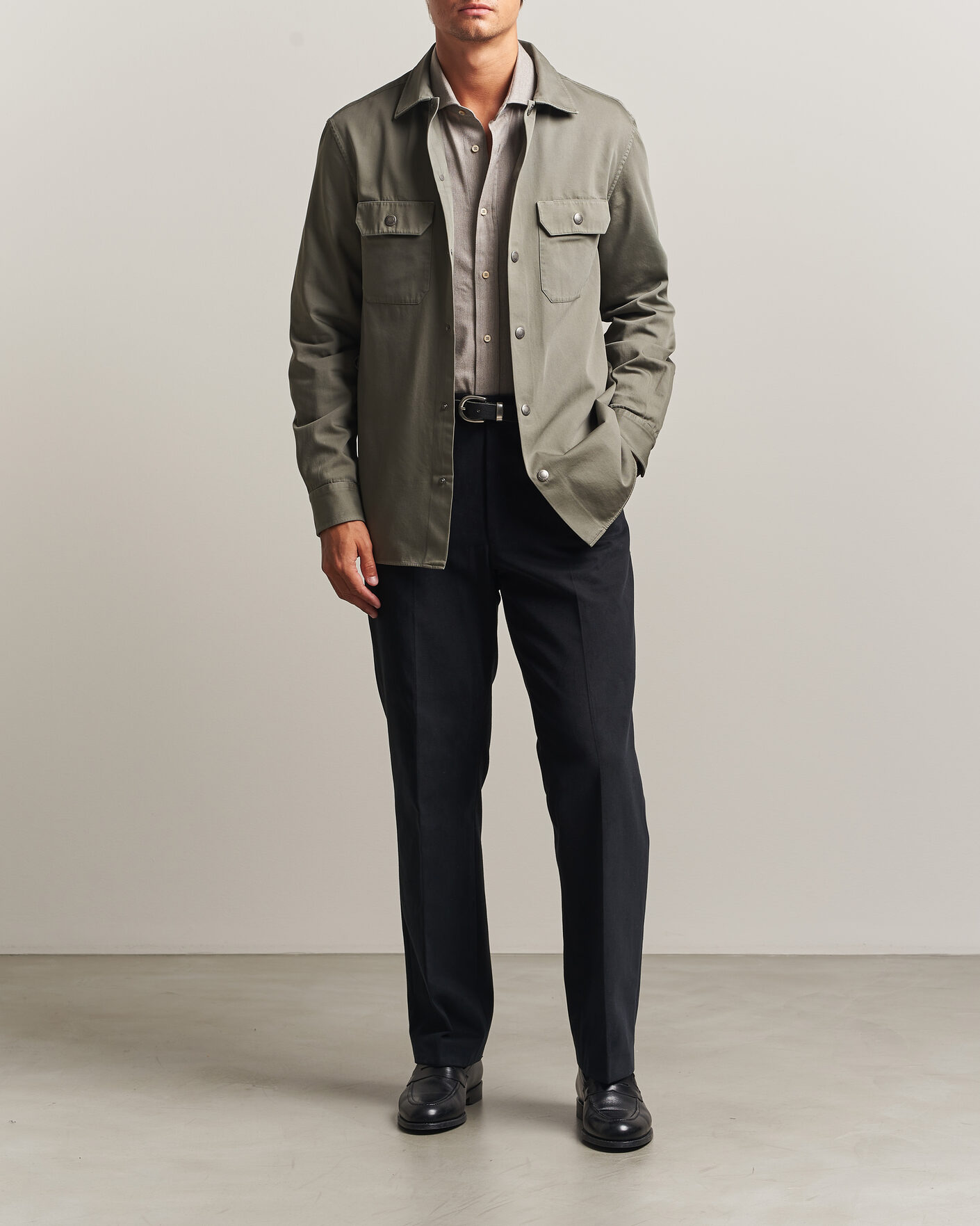 Heren | Overhemden | Brunello Cucinelli | Twill Cotton Overshirt Olive