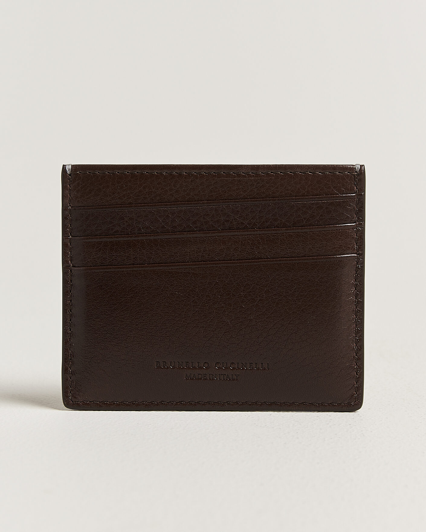 Heren | Portemonnees | Brunello Cucinelli | Grain Leather Card Holder Dark Brown