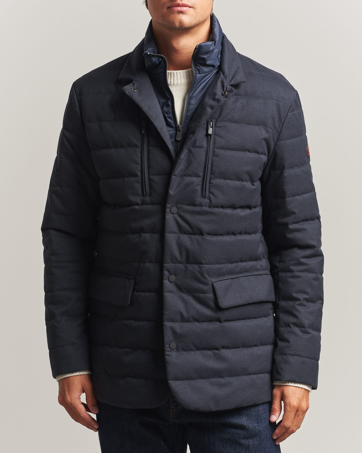 Heren | Jassen | Save The Duck | Felipe Padded Flannel Jacket Navy Blue
