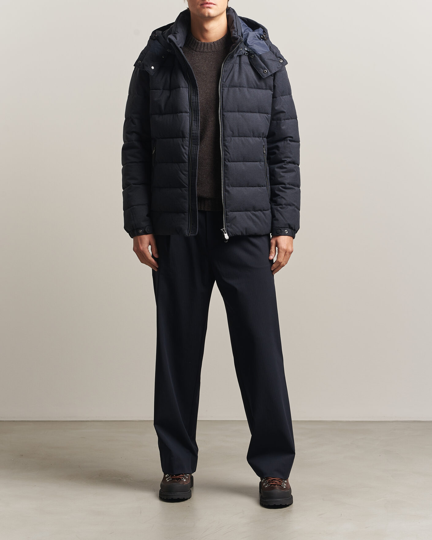 Heren | Jassen | Save The Duck | Constantin Padded Flannel Jacket Navy Blue Melange