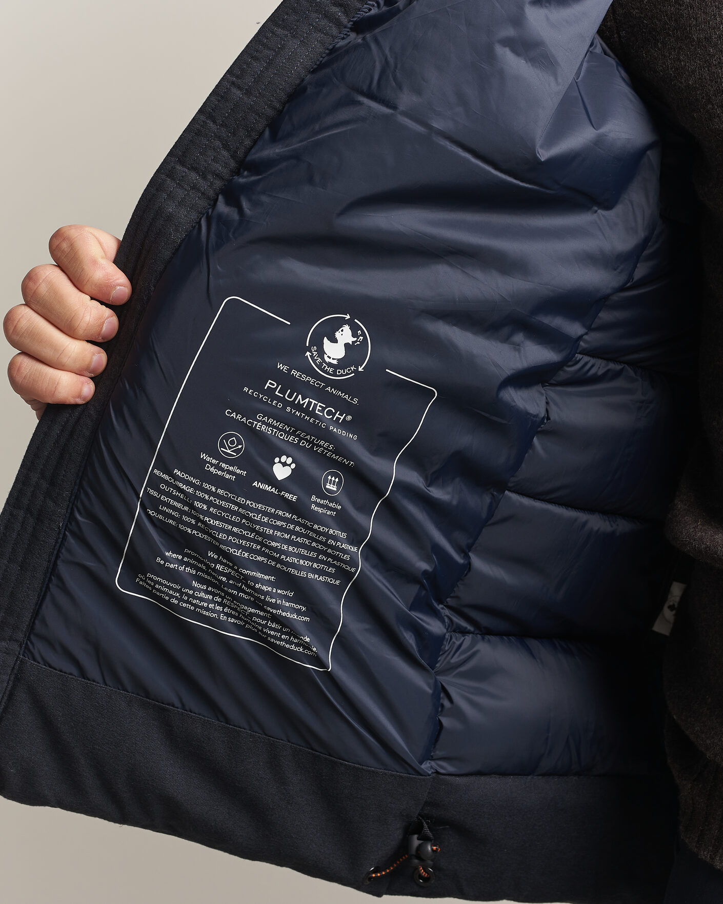 Heren | Jassen | Save The Duck | Constantin Padded Flannel Jacket Navy Blue Melange