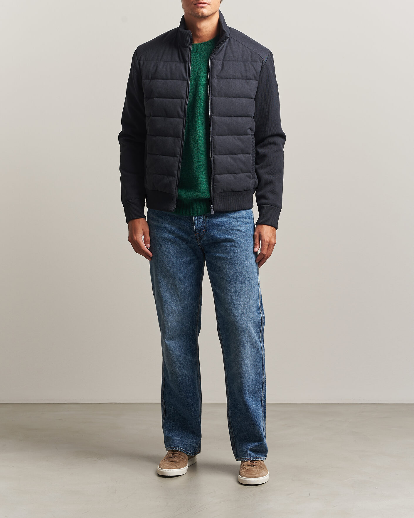 Heren | Jassen | Save The Duck | Lasse Padded Hybrid Jacket Navy Blue Melange