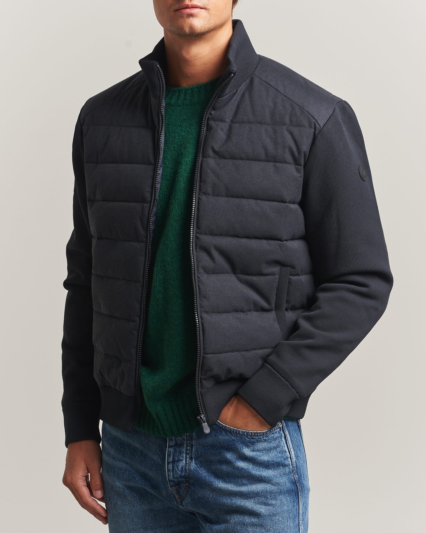 Heren | Jassen | Save The Duck | Lasse Padded Hybrid Jacket Navy Blue Melange