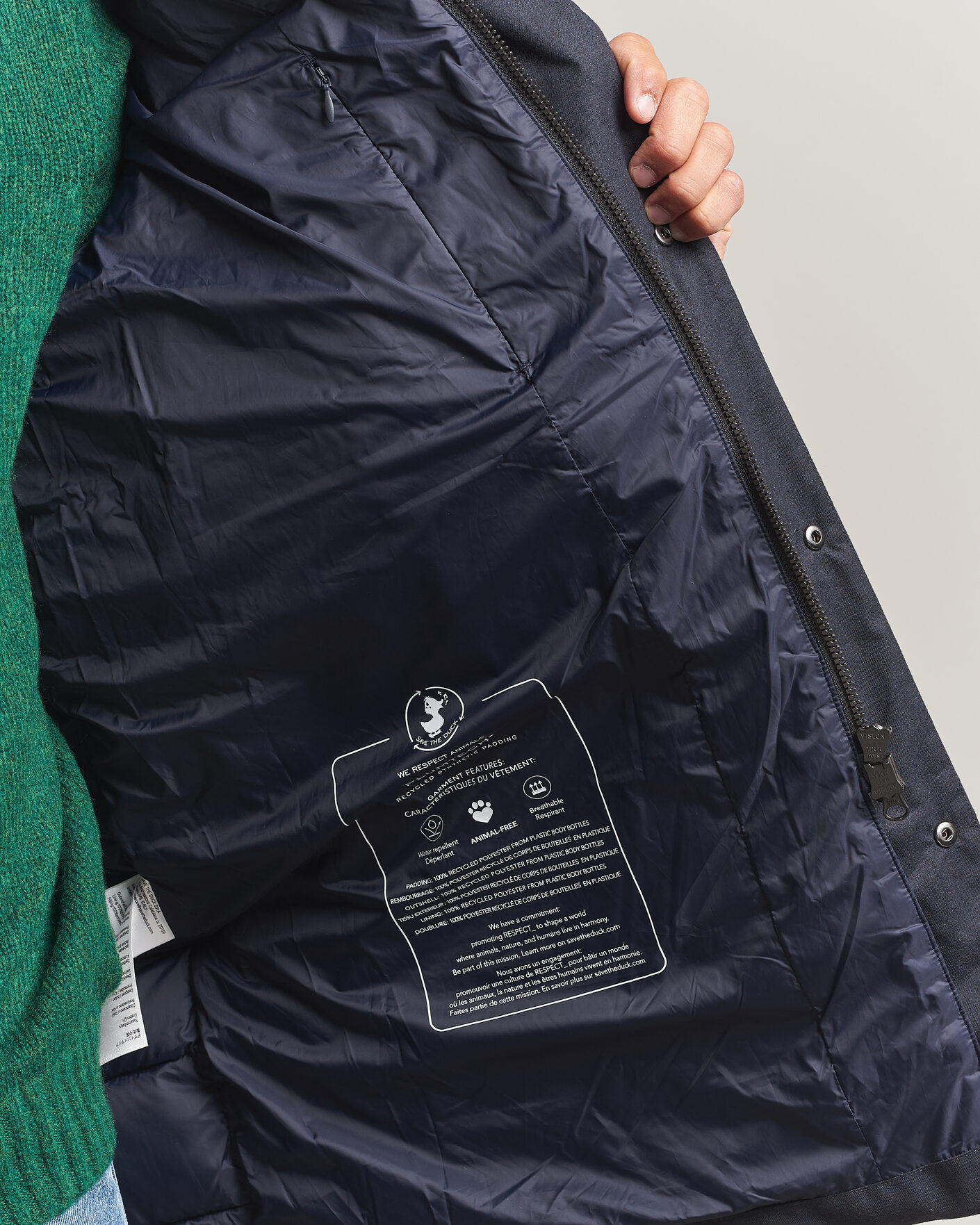 Heren | Jassen | Save The Duck | Byrne Padded Flannel Coat Navy Blue Melange