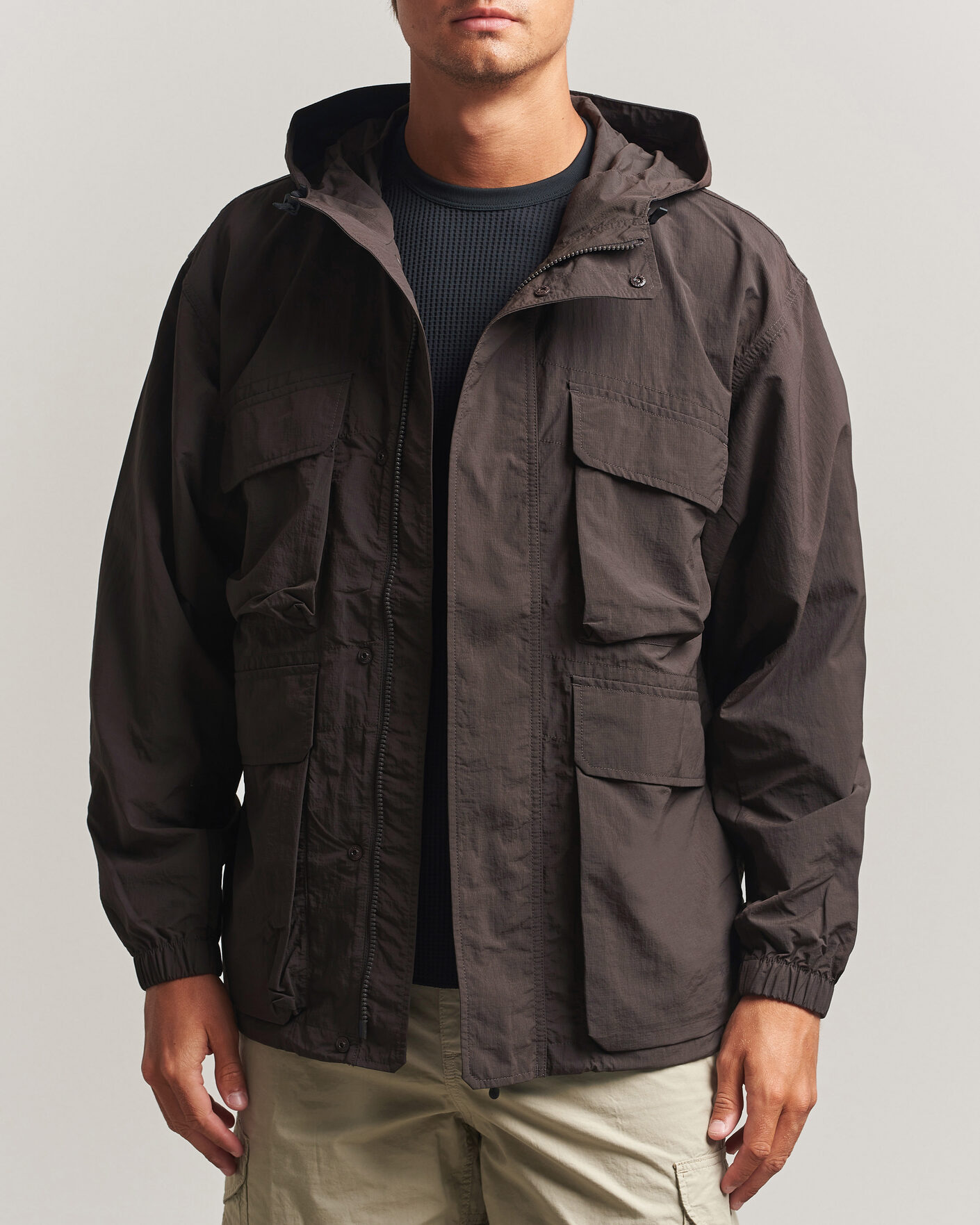 Heren | Jassen | Snow Peak | Nylon Double Rip Jacket Dark Brown