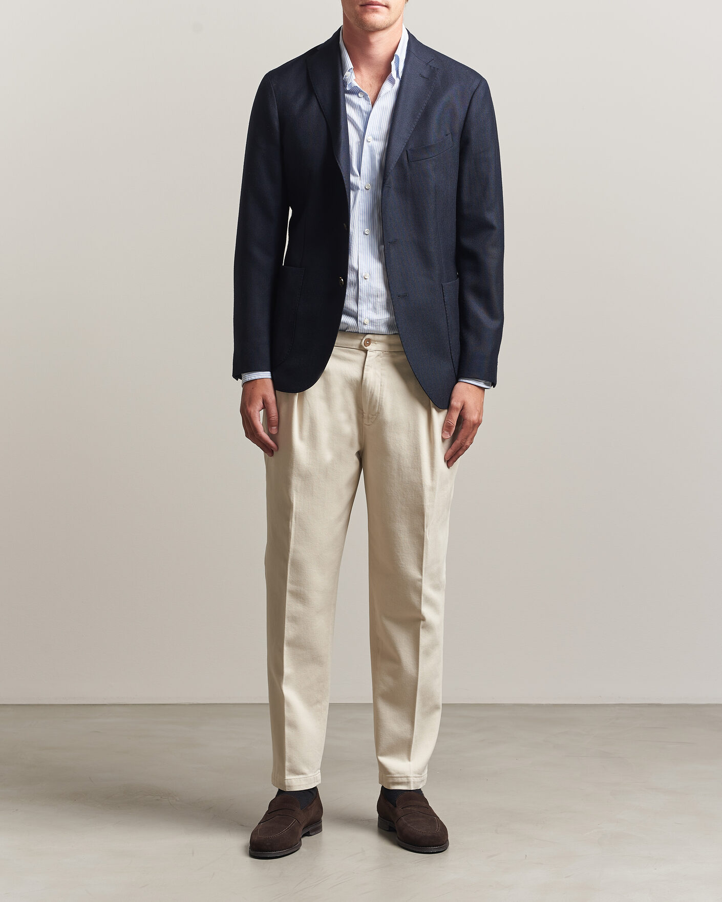 Heren | Broeken | Briglia 1949 | Portobello Loose Fit Cotton Trousers Ecru