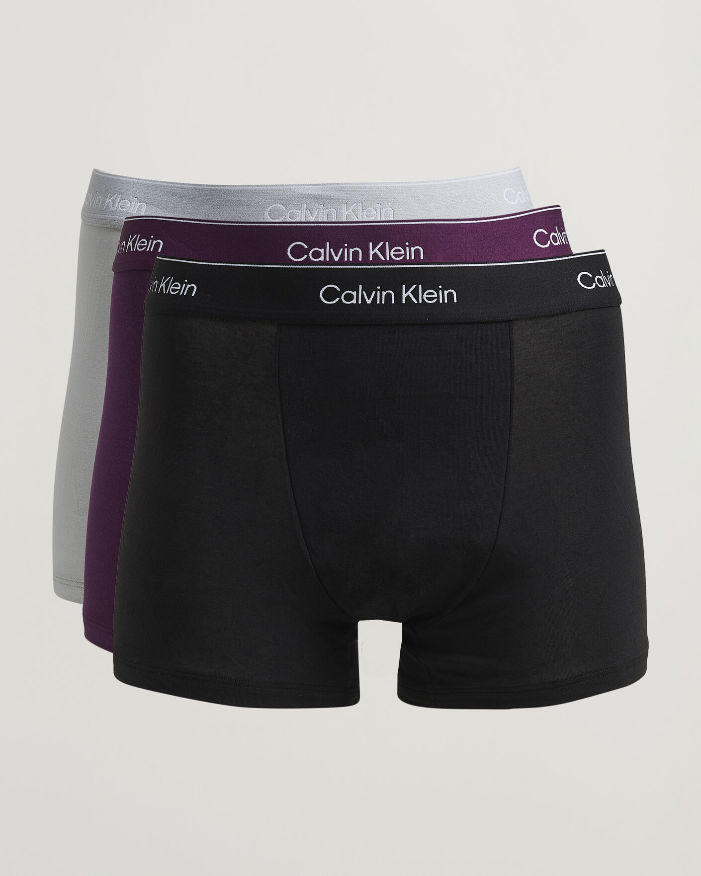 Heren | Ondergoed | Calvin Klein | 3-Pack Icon Cotton Stretch Relaxed Trunk Black/Grey/Purple