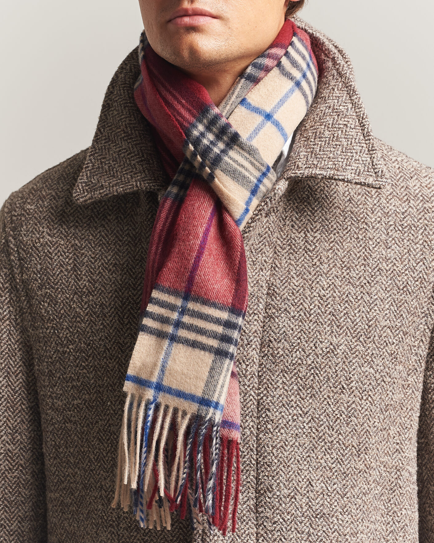 Heren | Sjaals | Gant | Checked Wool Scarf Plumped Red