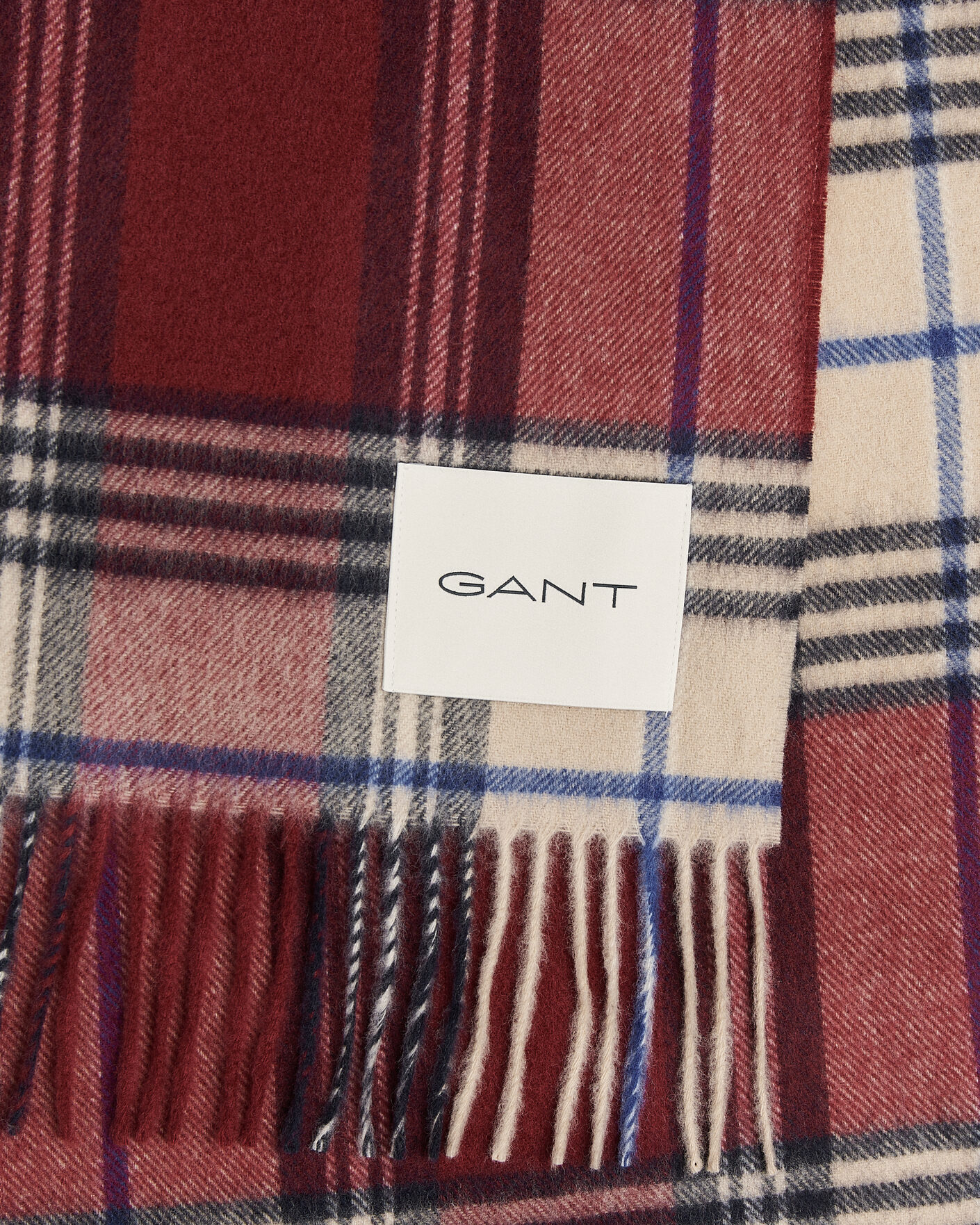 Heren | Sjaals | Gant | Checked Wool Scarf Plumped Red