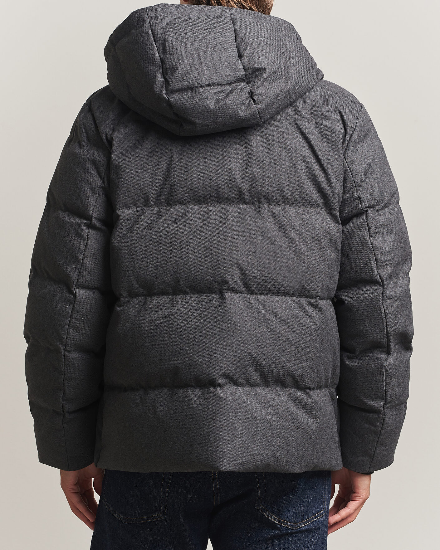 Heren | Jassen | Gant | Flannel Down Hooded Jacket Black Grey