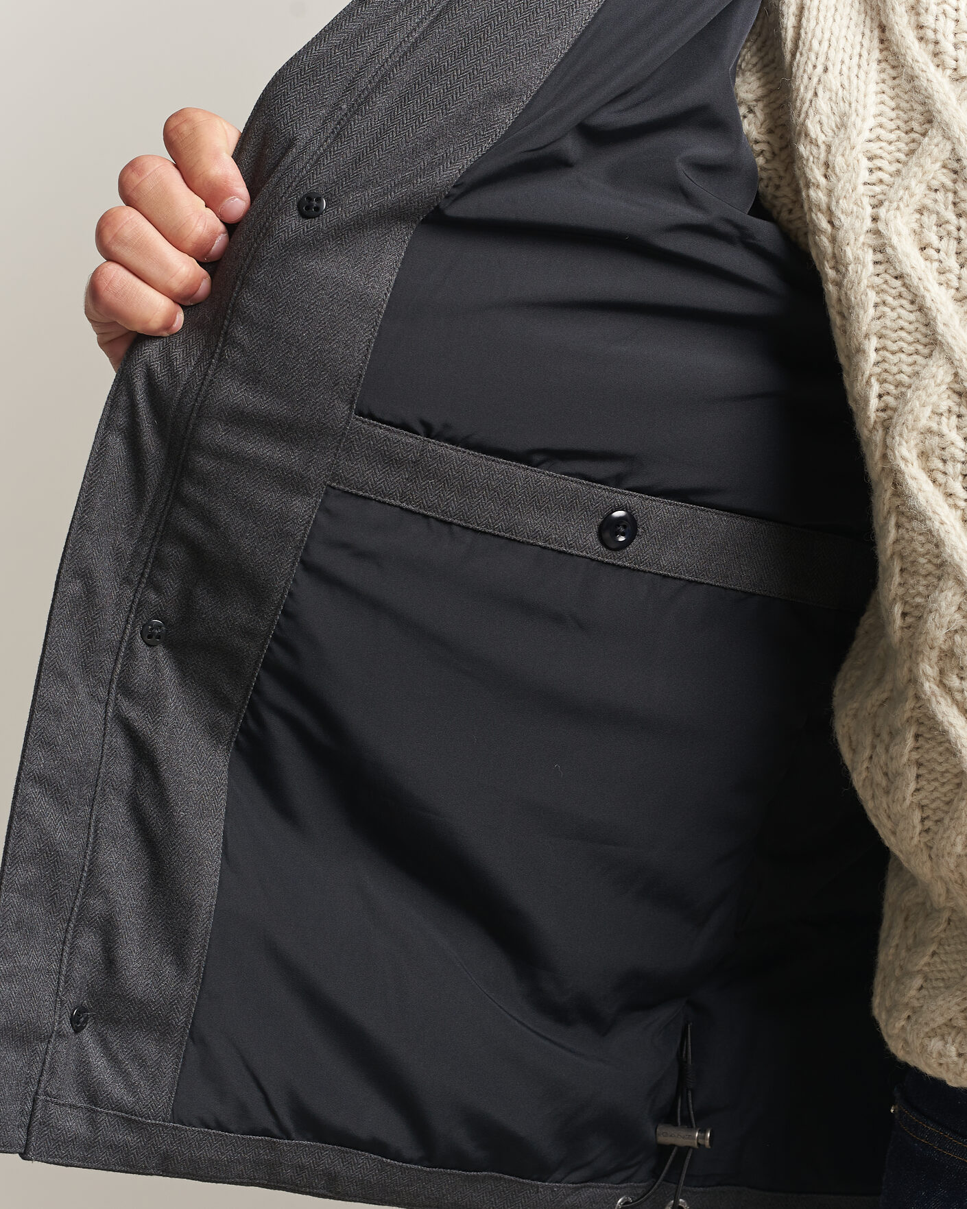 Heren | Jassen | Gant | Flannel Down Hooded Jacket Black Grey
