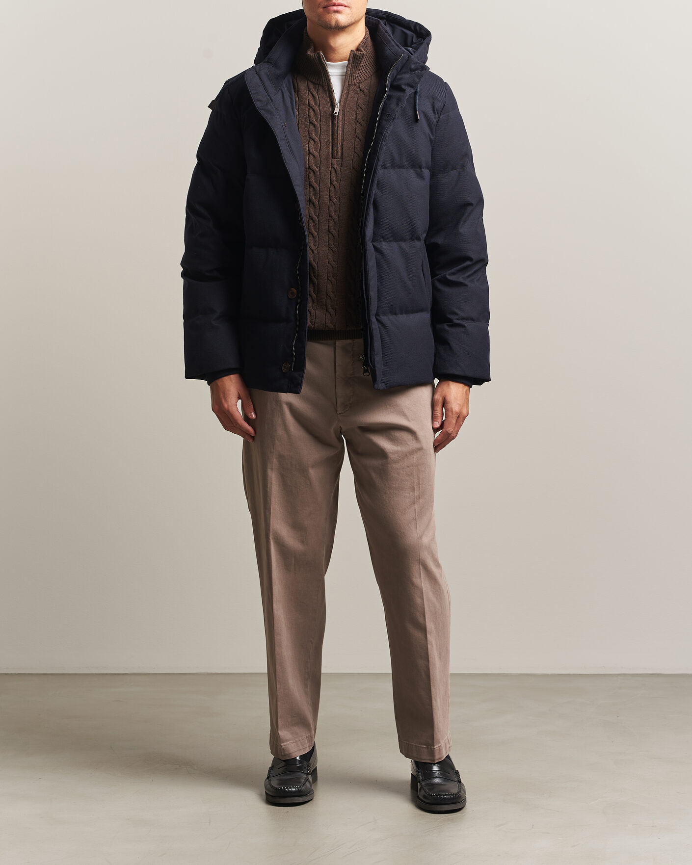 Heren | Jassen | Gant | Flannel Down Hooded Jacket Evening Blue