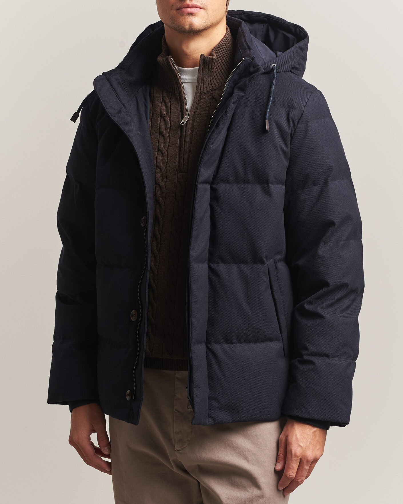 Heren | Jassen | Gant | Flannel Down Hooded Jacket Evening Blue