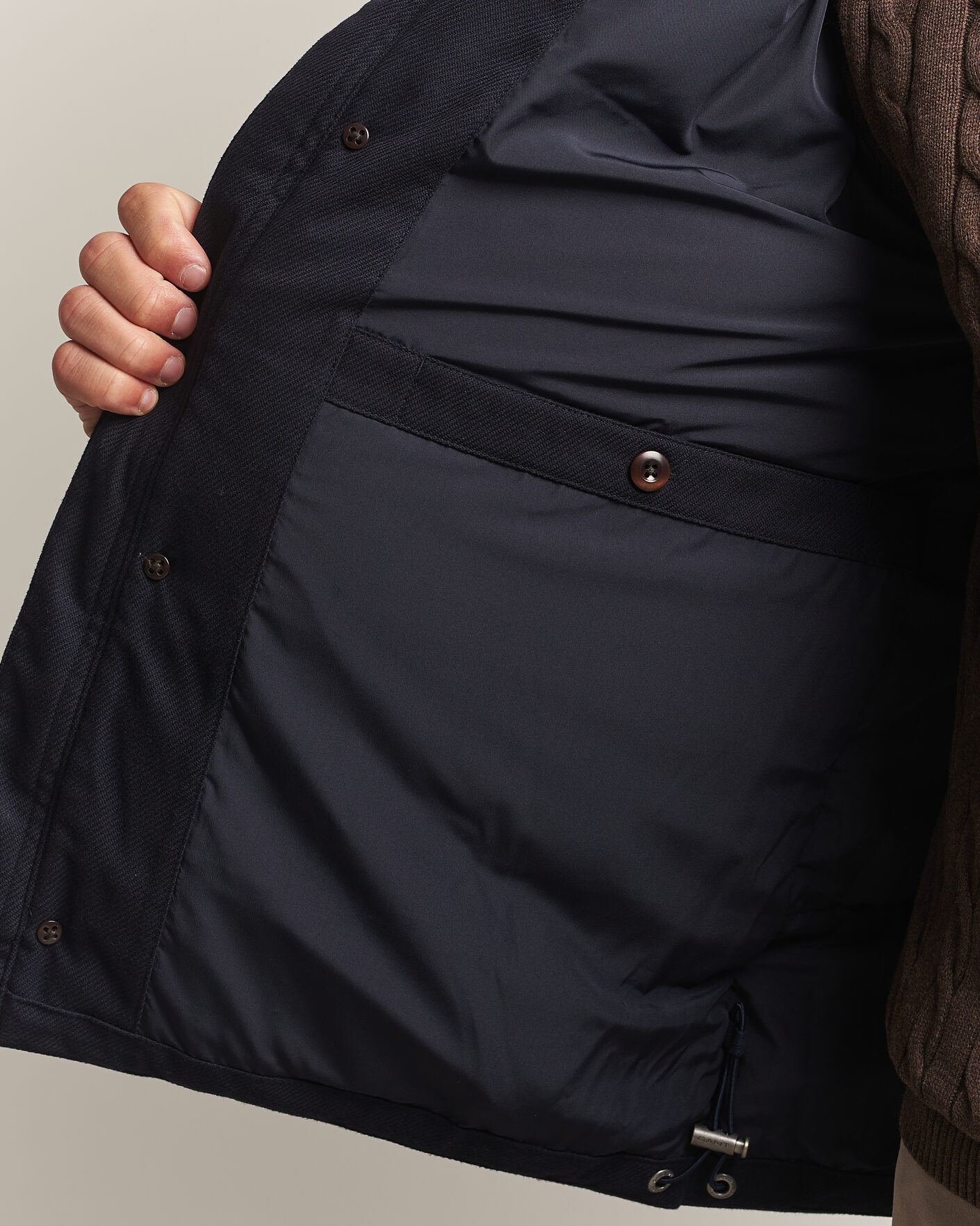 Heren | Jassen | Gant | Flannel Down Hooded Jacket Evening Blue