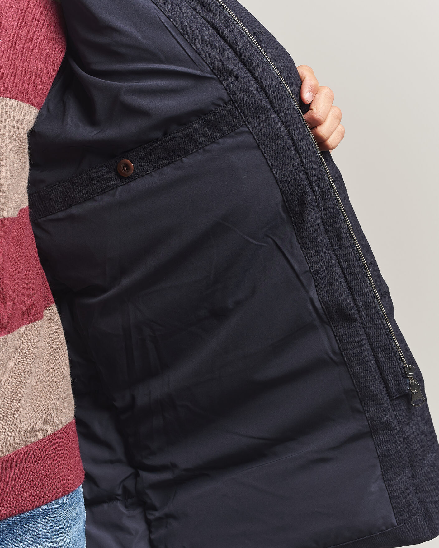 Heren | Jassen | Gant | Flannel Down Hooded Parka Evening Blue