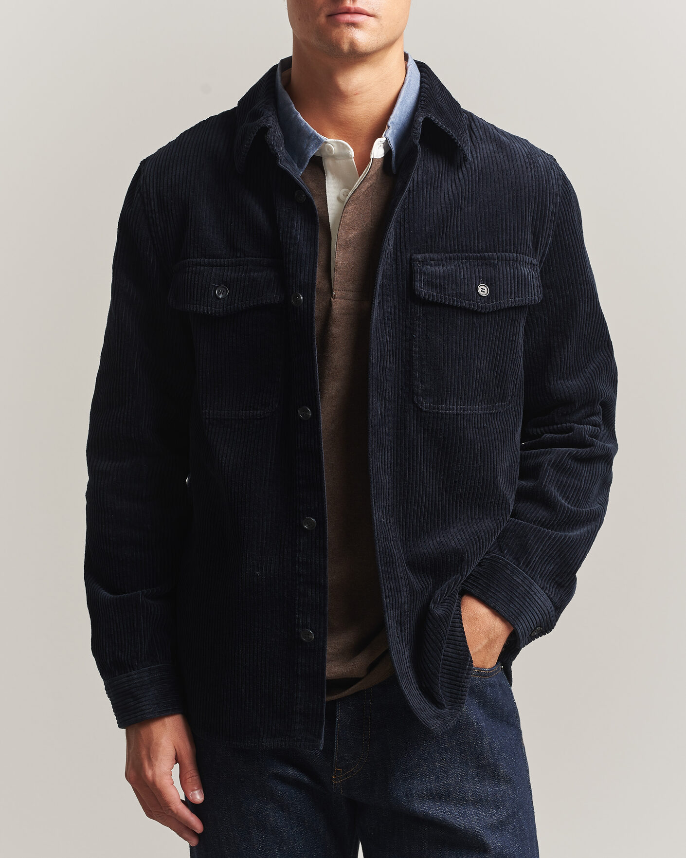 Heren | Overhemden | Gant | Regular Fit Corduroy Overshirt Evening Blue