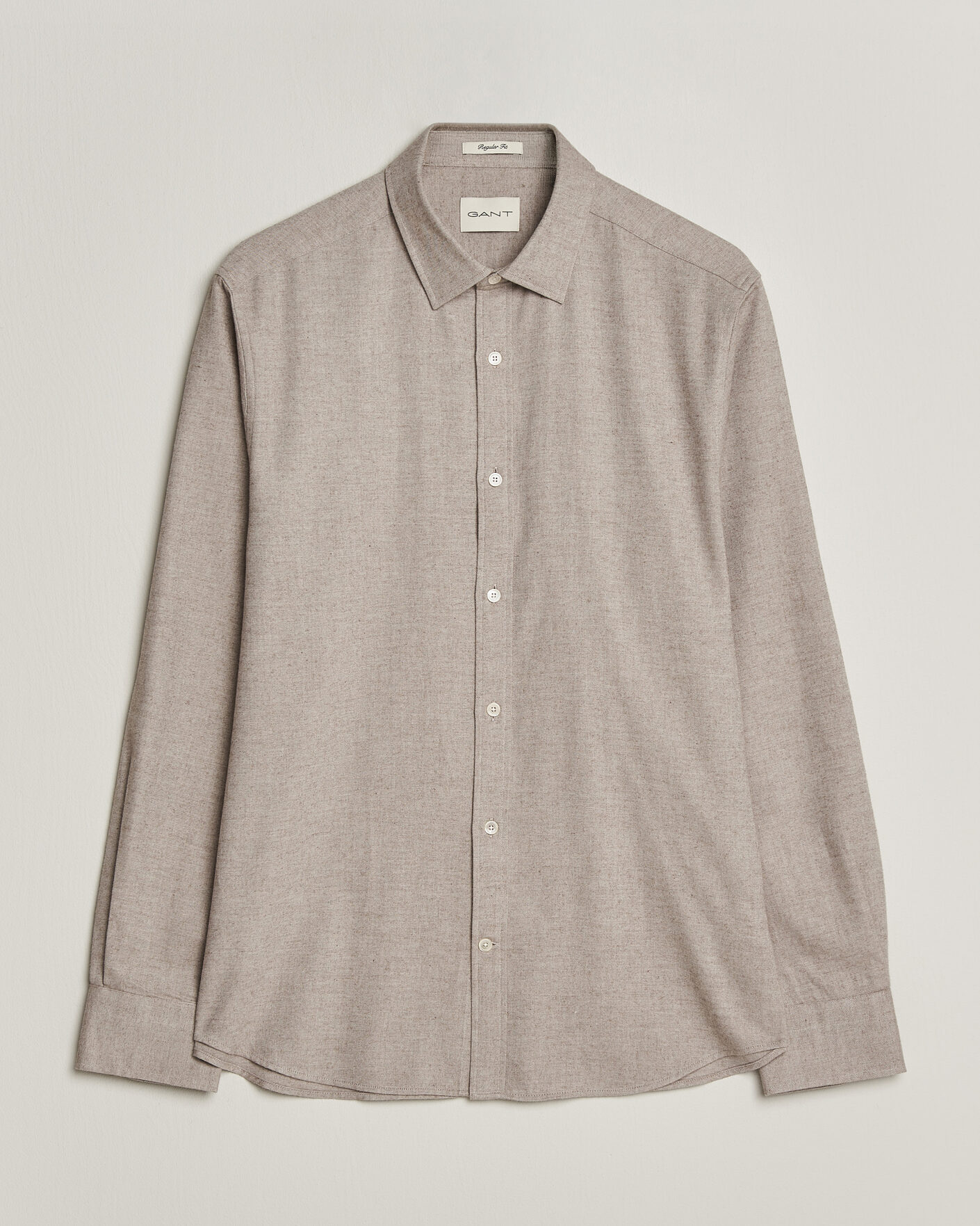 Heren | Overhemden | Gant | Regular Fit Flannel Shirt Light Brown Melange