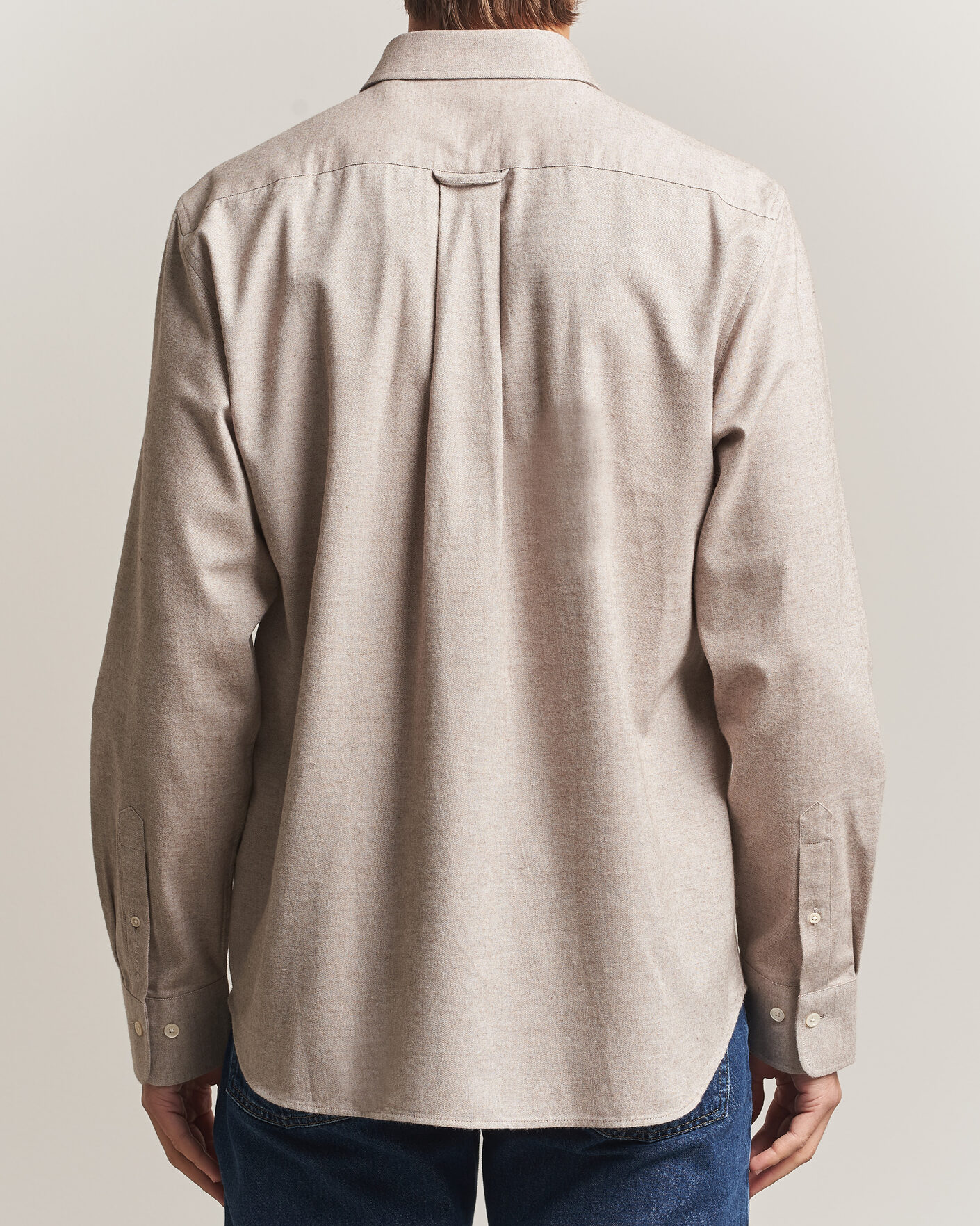 Heren | Overhemden | Gant | Regular Fit Flannel Shirt Light Brown Melange