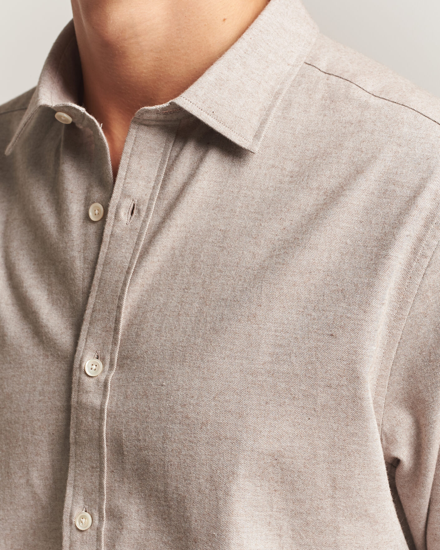 Heren | Overhemden | Gant | Regular Fit Flannel Shirt Light Brown Melange