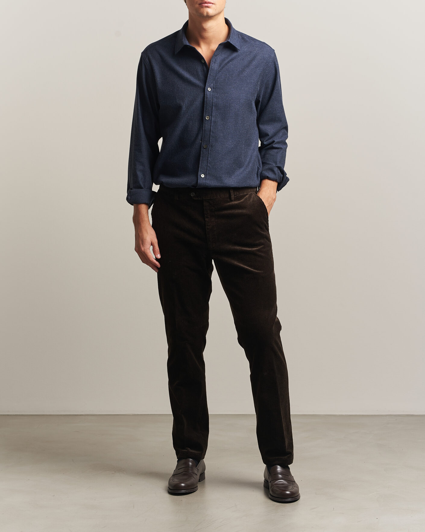 Heren | Overhemden | Gant | Regular Fit Flannel Shirt Dark Navy Melange